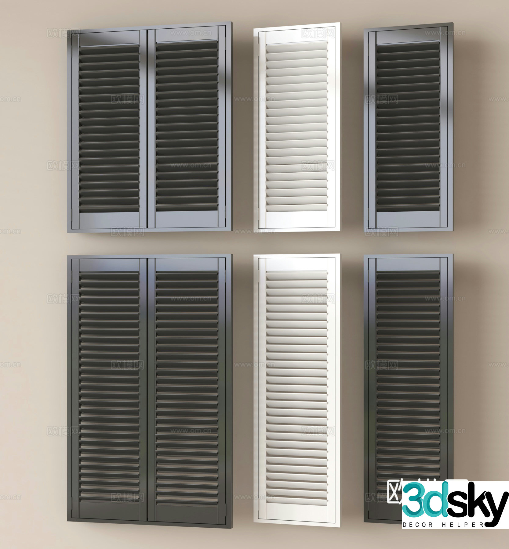 Modern window blinds casement blinds 3d model