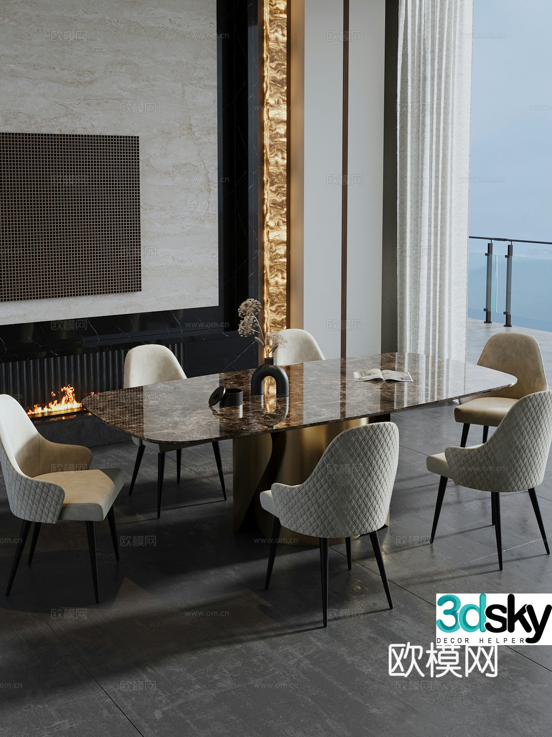 Italian dining table and chair 3D model