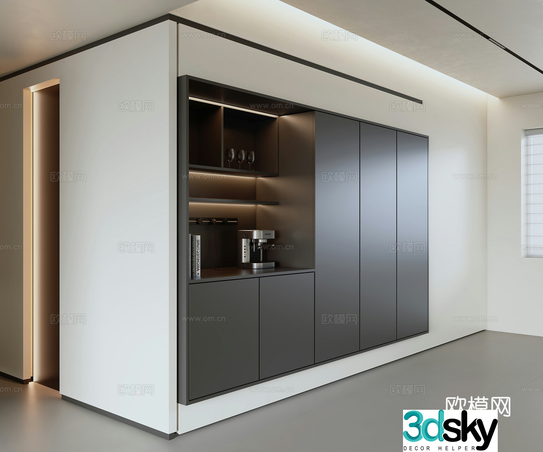 Modern minimalist sideboard 3D model