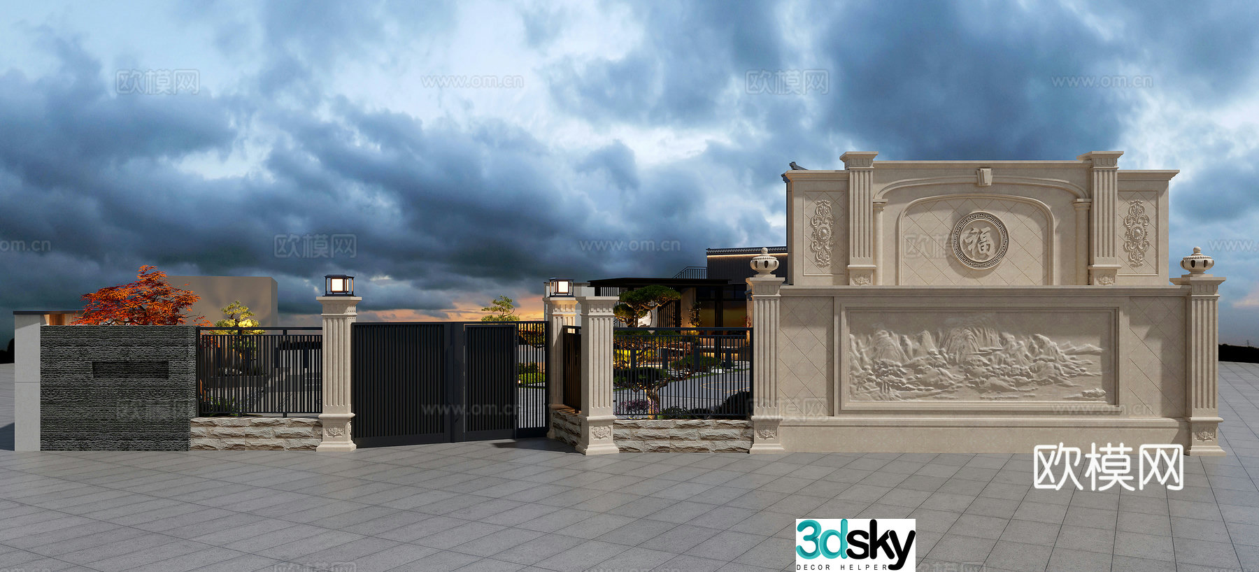 European style wall 3d model