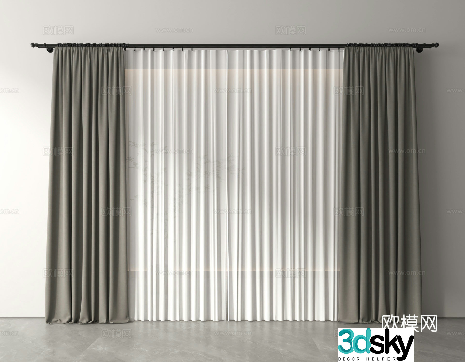 Curtains gauze curtains cloth curtains partition curtains 3D model