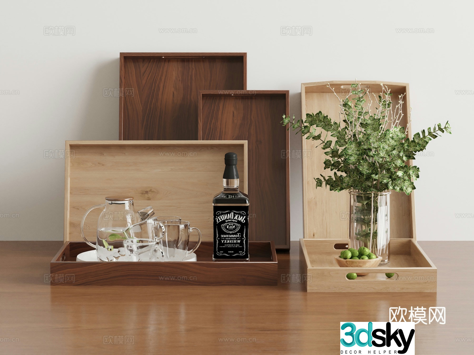 Modern pallet ornament combination 3d model