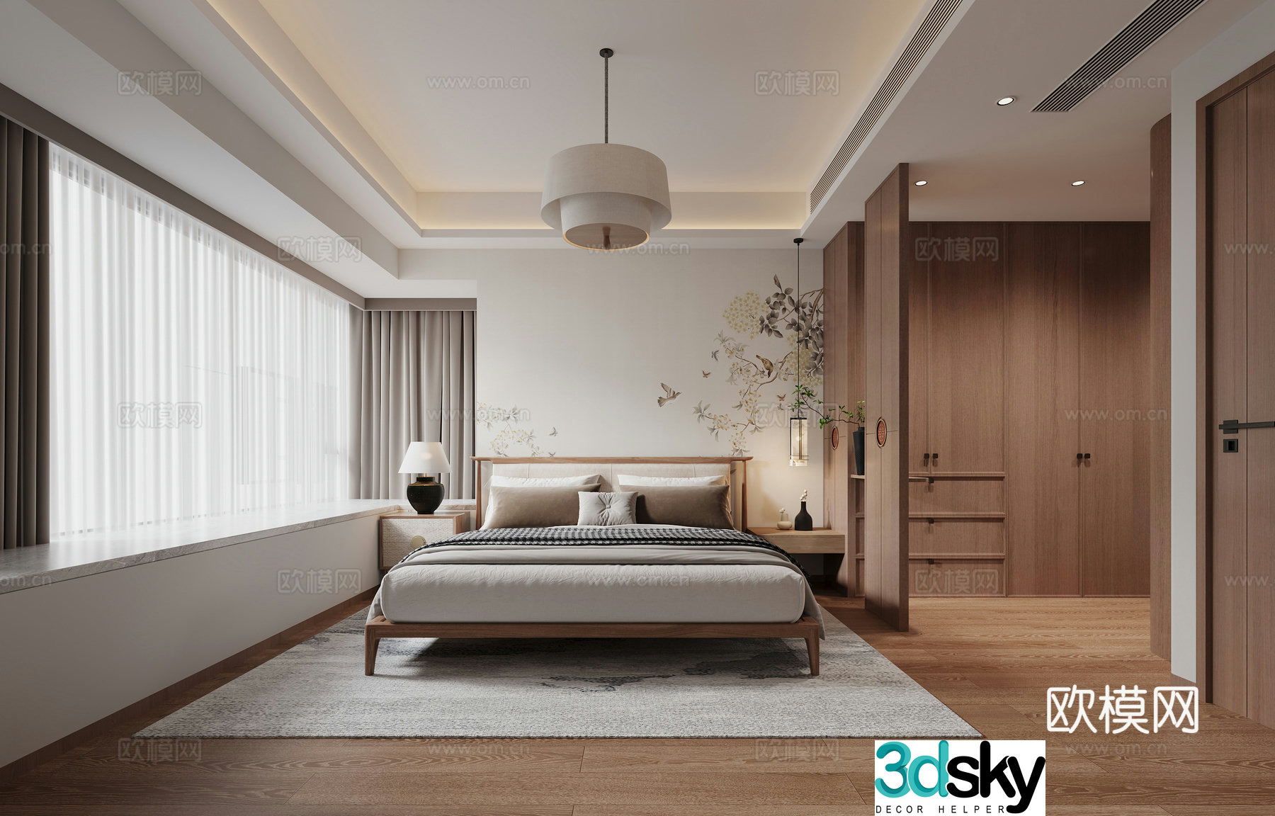 New Chinese bedroom 3D model