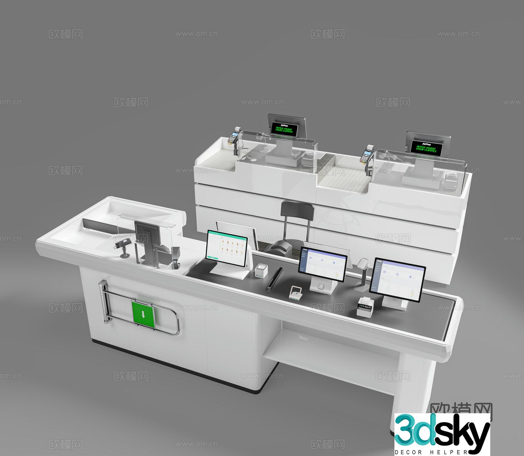Cashier shopping mall cash register cash register code scanner store cash register cash register 3D model