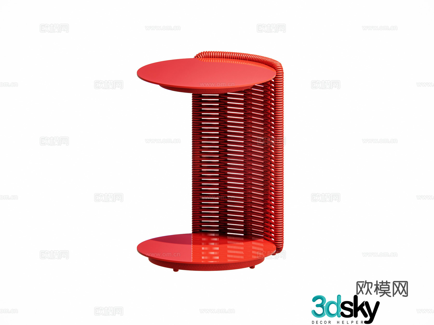 Modern American outdoor courtyard garden coffee table metal braided round table side combination 3D model