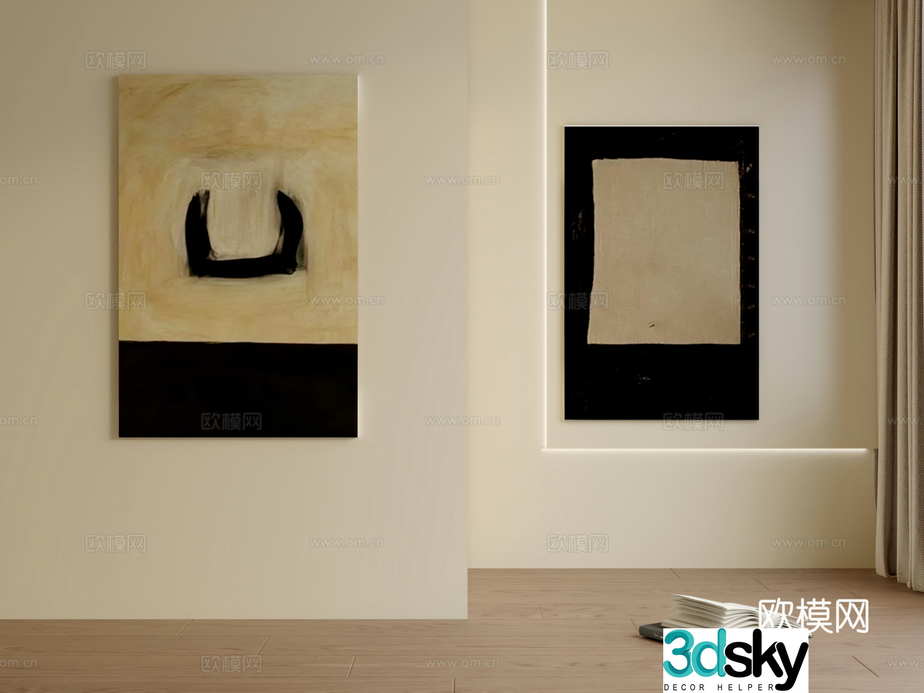 Wasabi wind without border hanging painting 3d model