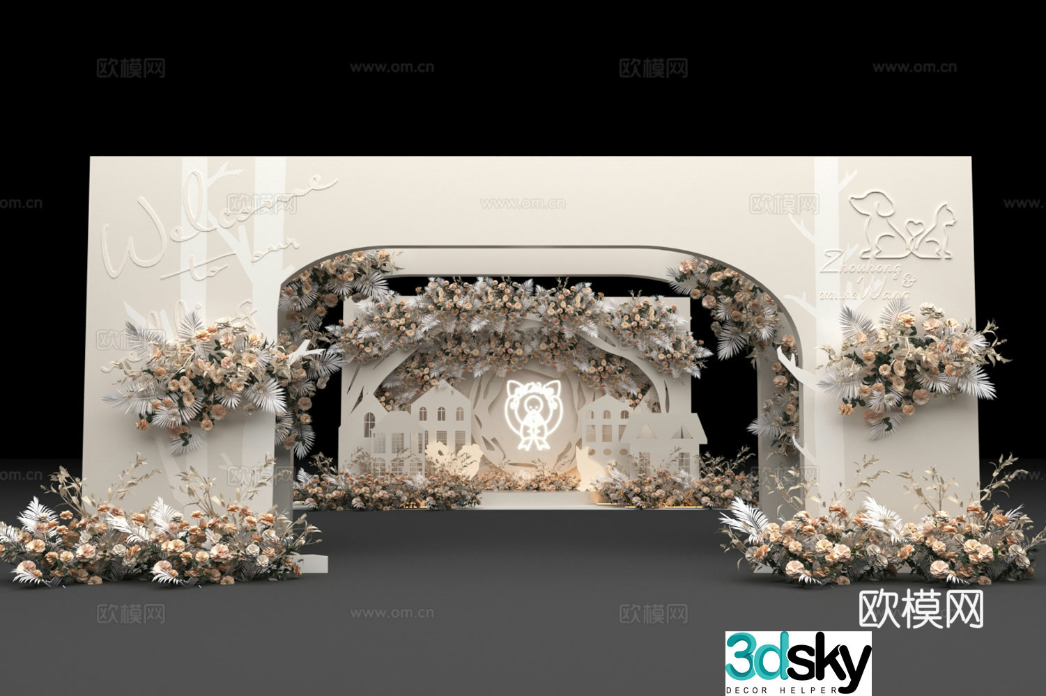 Wedding beauty Chen Wedding door Wedding check-in point Flower art beauty Chen Couple beauty Chen Activity beauty Chen 3D model