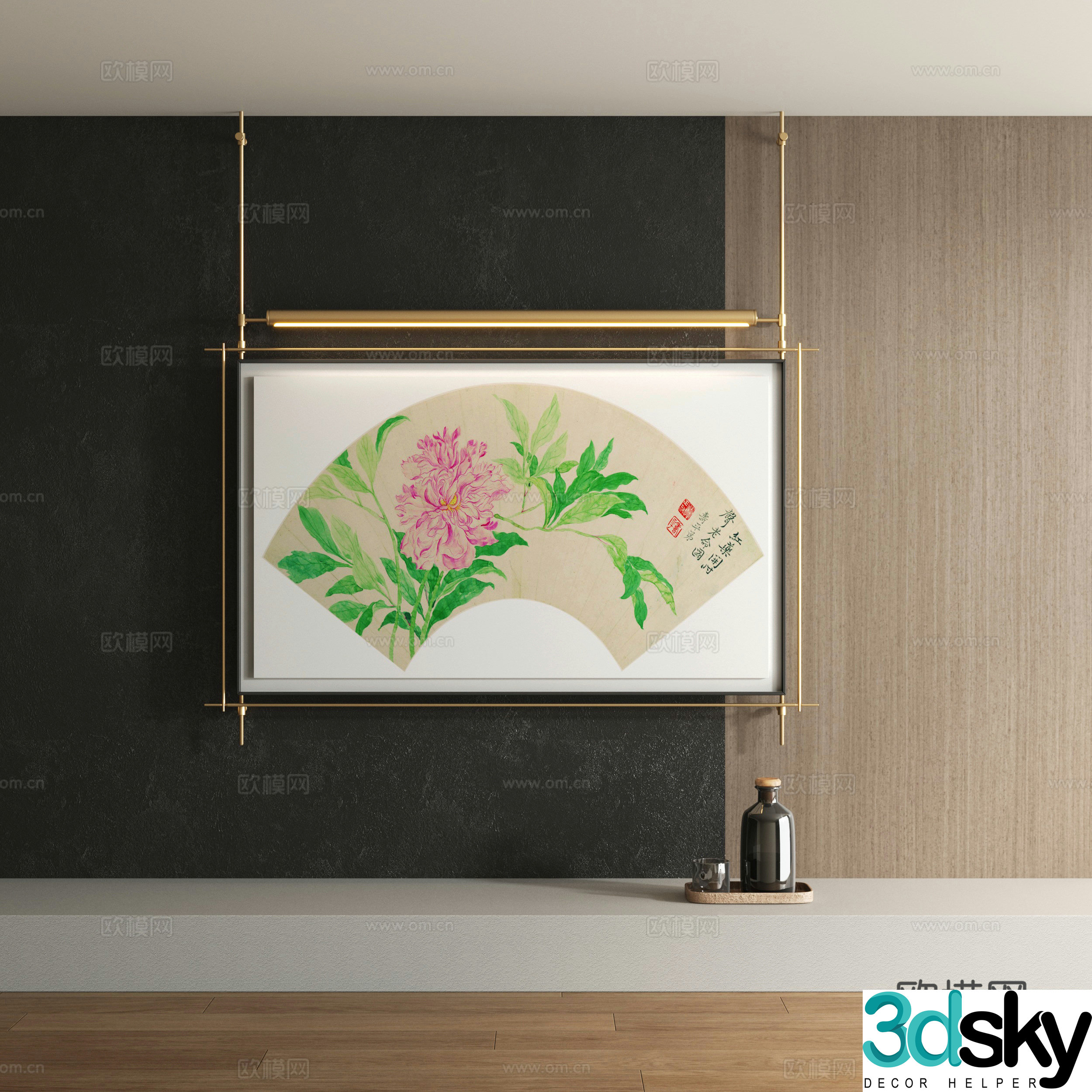 New Chinese style decorative painting 3D model