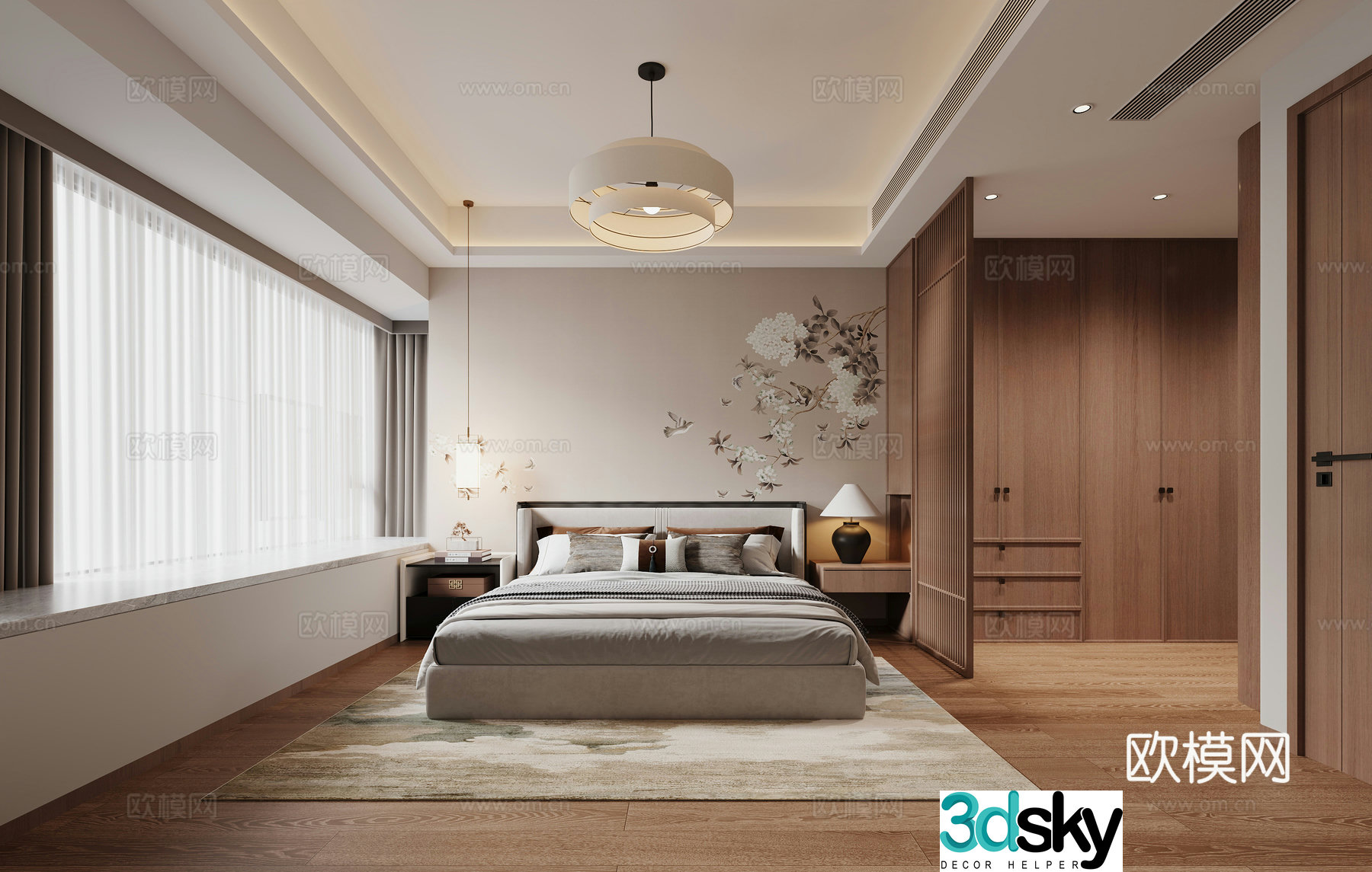 New Chinese bedroom 3D model