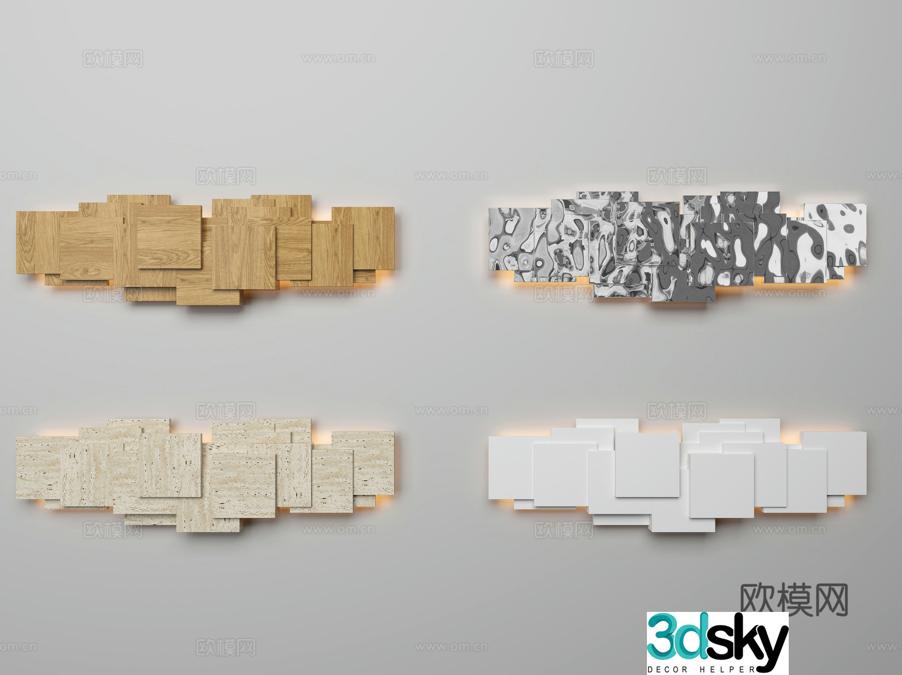 Log wood wall decoration pendant decoration modern metal art light luxury modern industry medieval 3d model