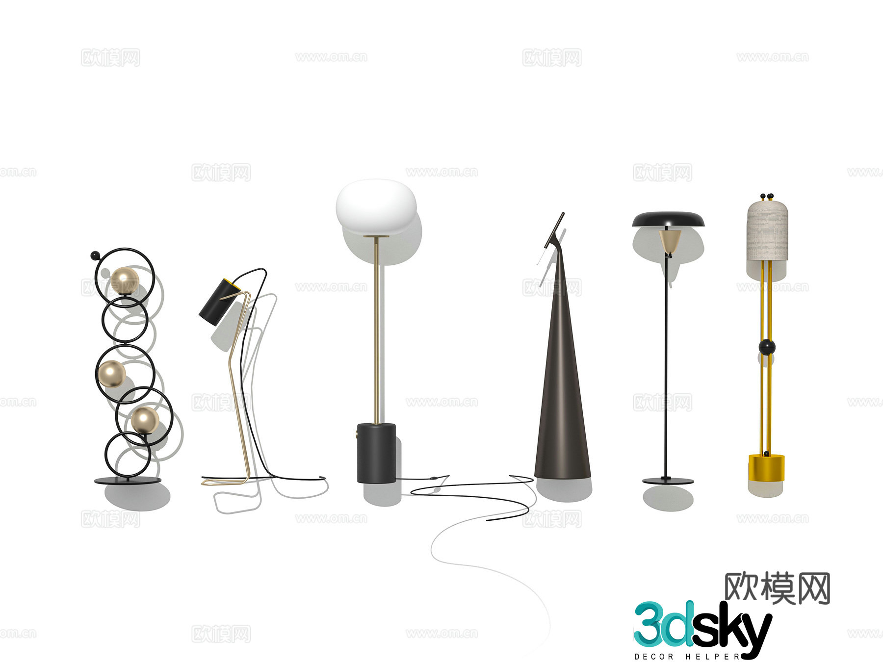 Modern Wasabi Lighting Fixture Indoor Bedroom Study Living Room Floor Lamp Ambient Light Combination 3D Model