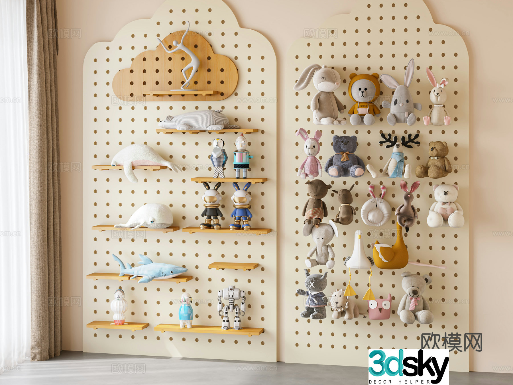 Children’s plush toys hole board children’s doll hole board wall decoration pendant toy doll children’s 3d model