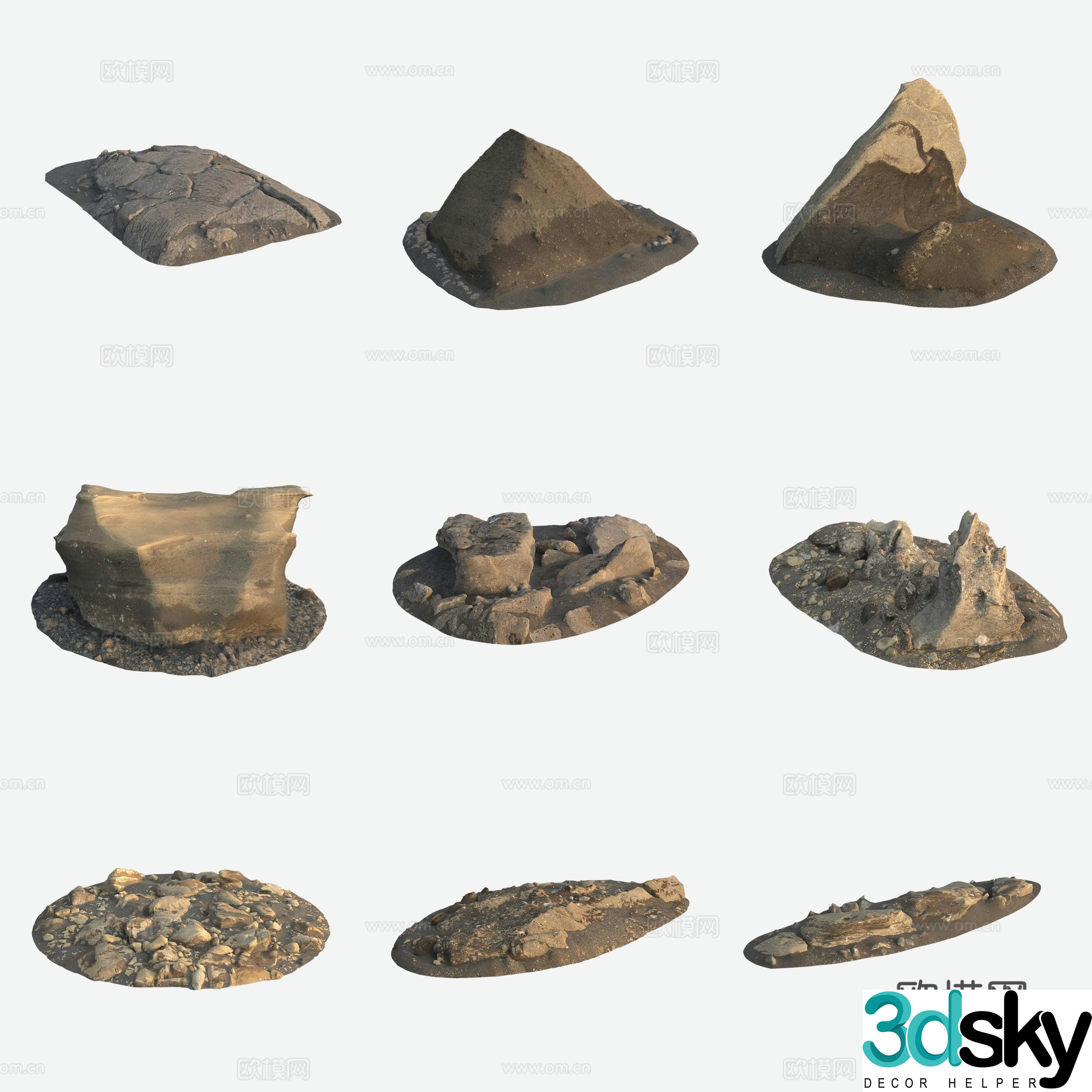 Rock volcanic stones big stones big stone pile 3d model