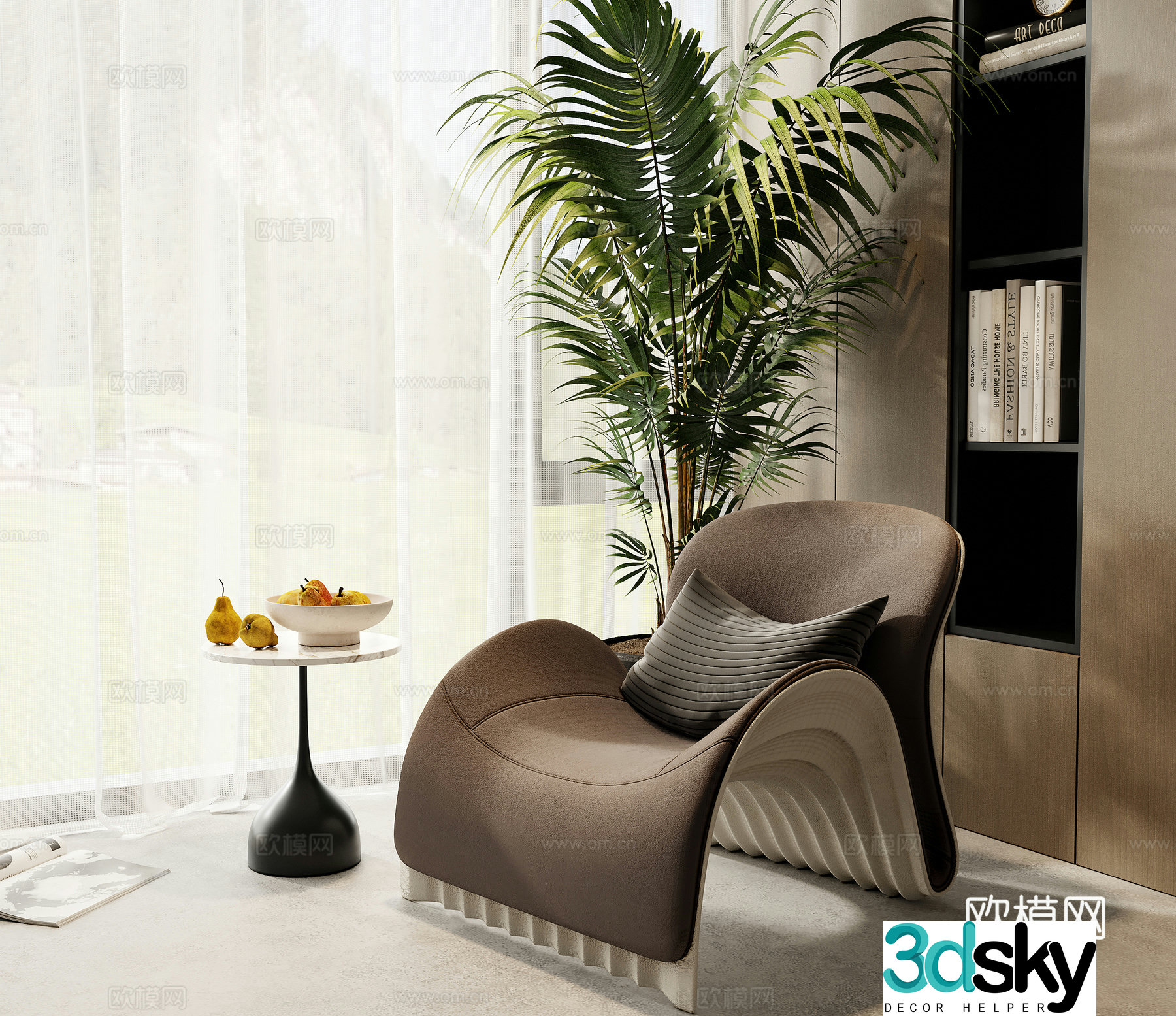 Modern casual chair lazy sofa side 3d model