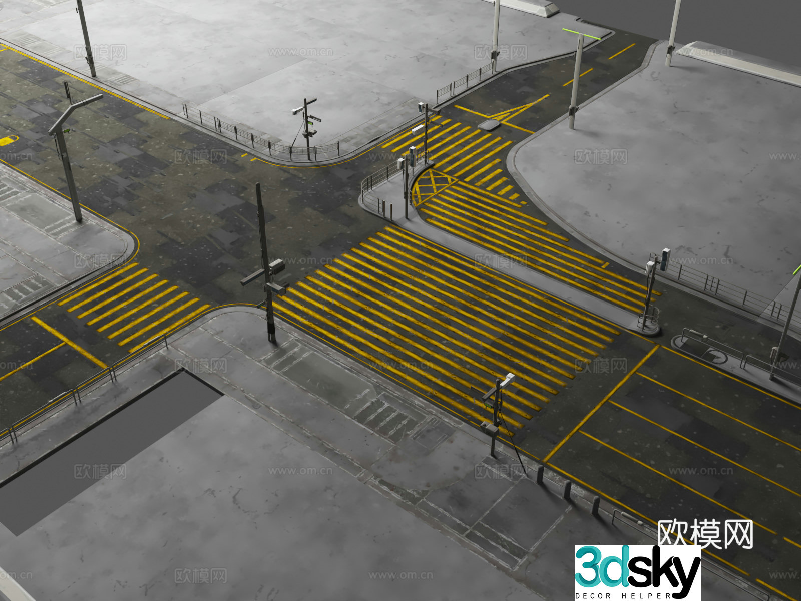 Street highway intersection Cyberpunk Future science fiction theme Highway intersection 3d model