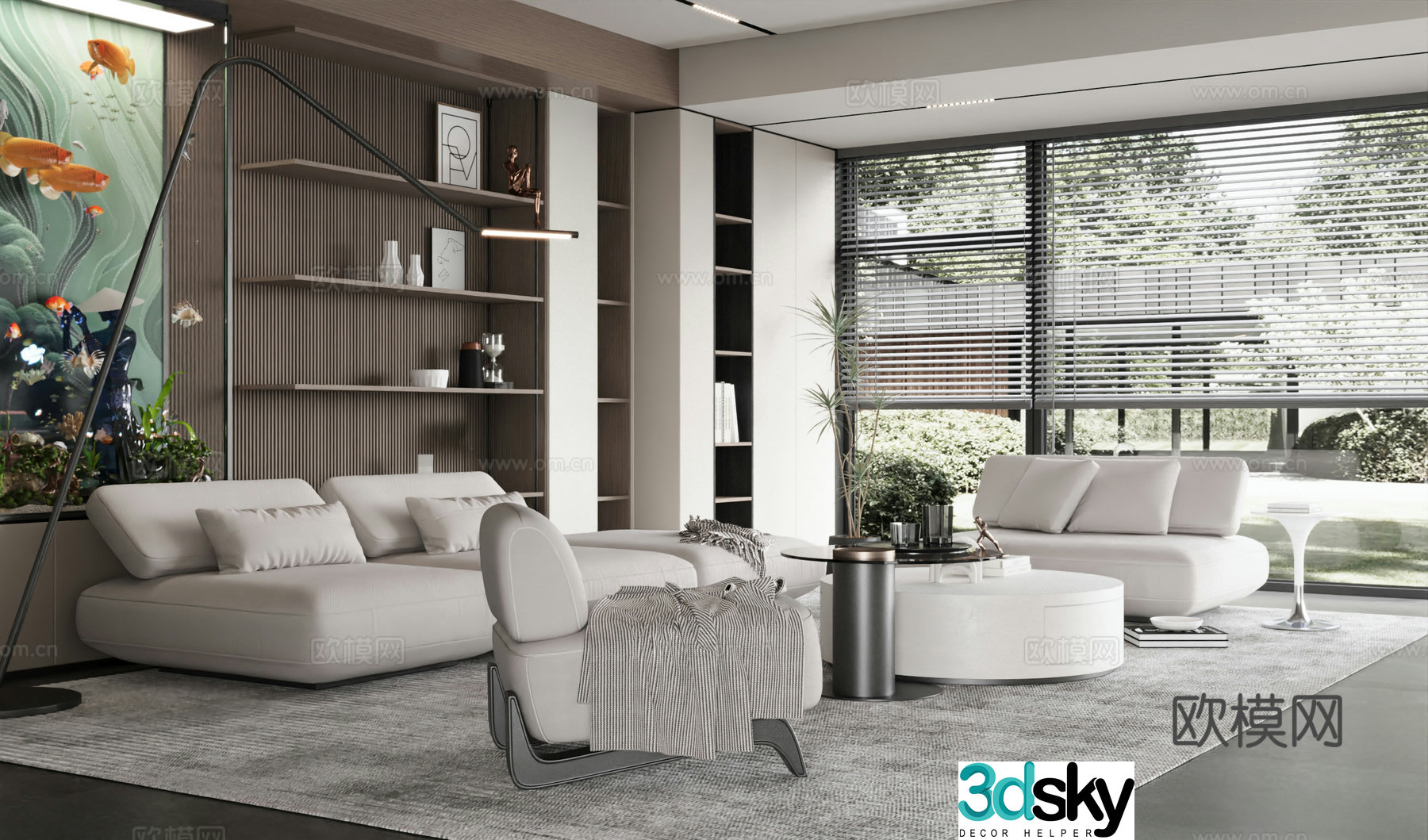 Modern medieval home living room sofa and coffee table combination decorative cabinet 3D model