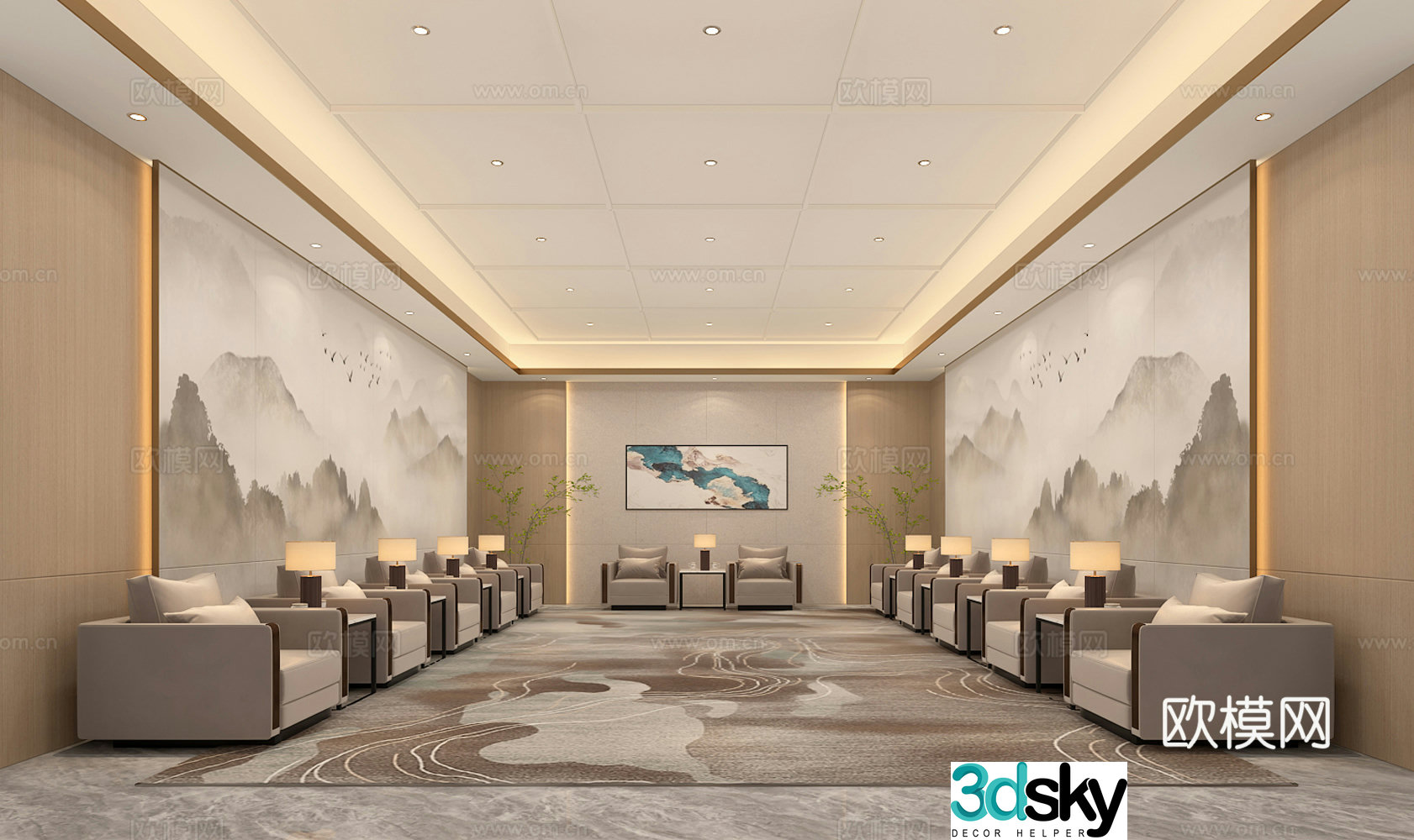 Modern new Chinese style reception room Modern conference room VIP room 3D model