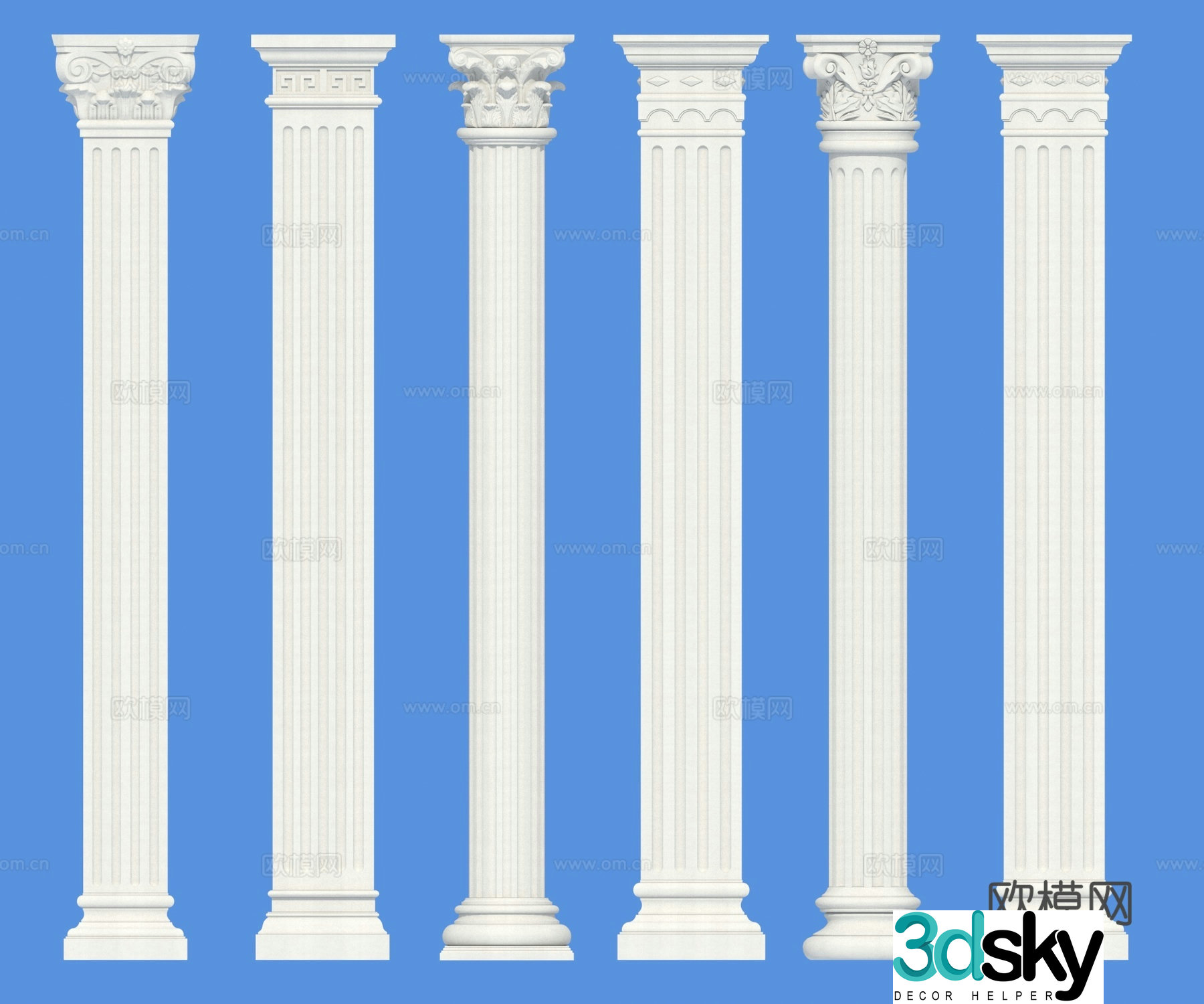 European column Roman column Angle column 3D model