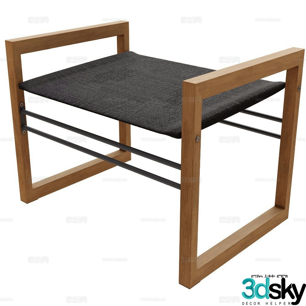 Traditional minimalist stool fabric stool leisure chair armchair 3d model