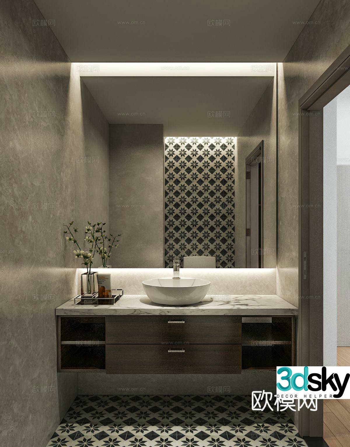 Modern minimalist bathroom retro bathroom minimalist bathroom 3d model