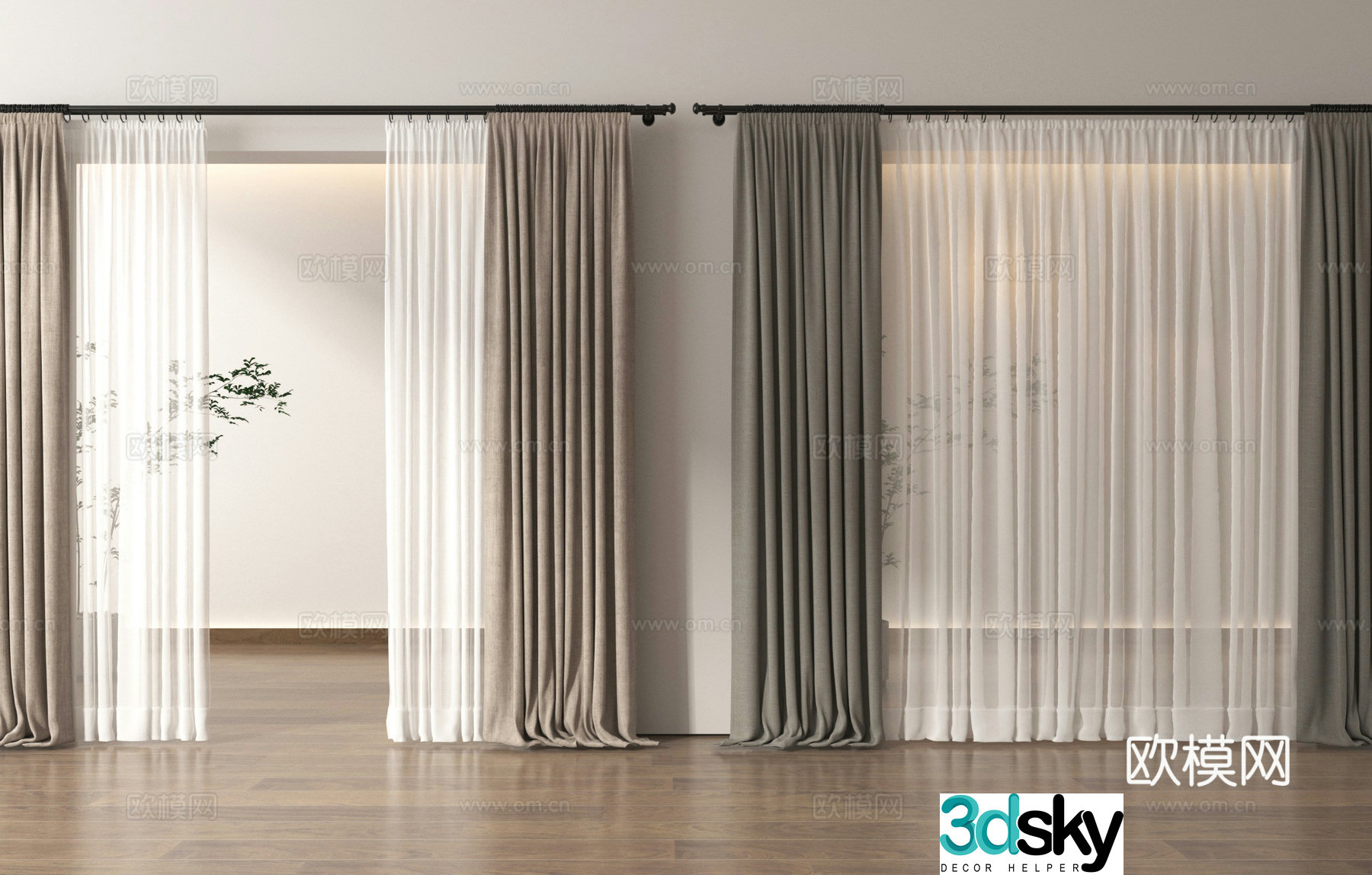 Curtains gauze curtains cloth curtains partition curtains 3D model