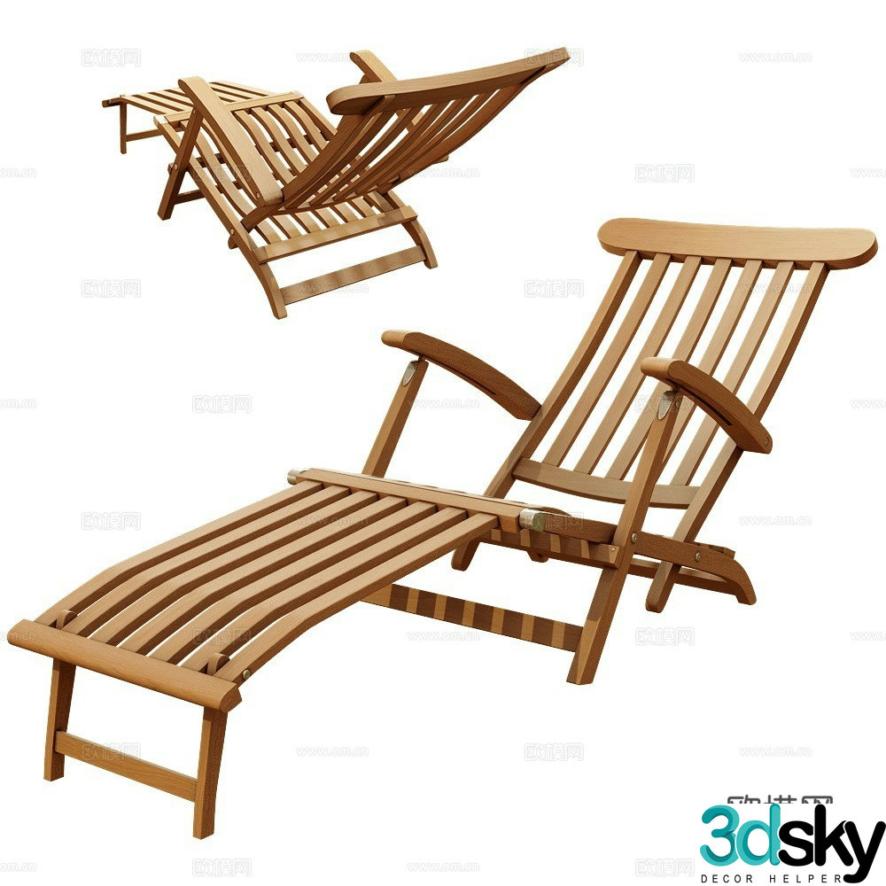 Traditional modern lounge chair outdoor lounge chair Nordic lounge chair wooden lounge chair 3d model