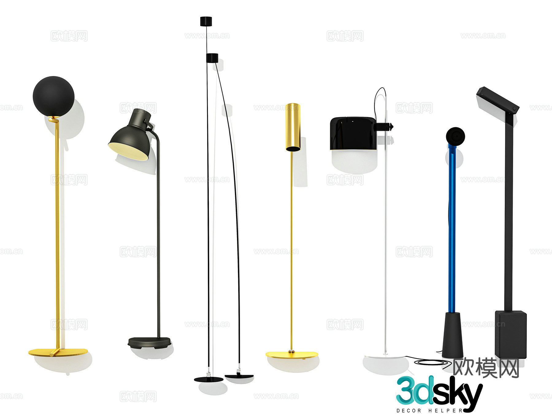 Modern Wasabi Lighting Fixture Indoor Bedroom Study Living Room Floor Lamp Ambient Light Combination 3D Model