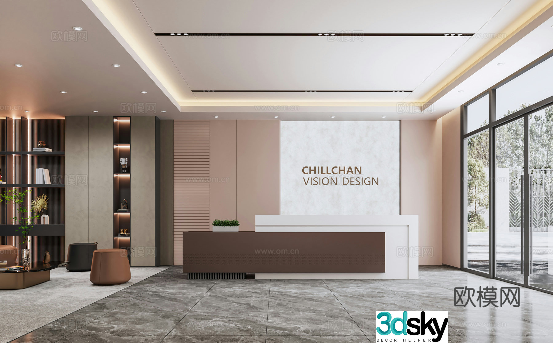 Modern company front desk 3D model