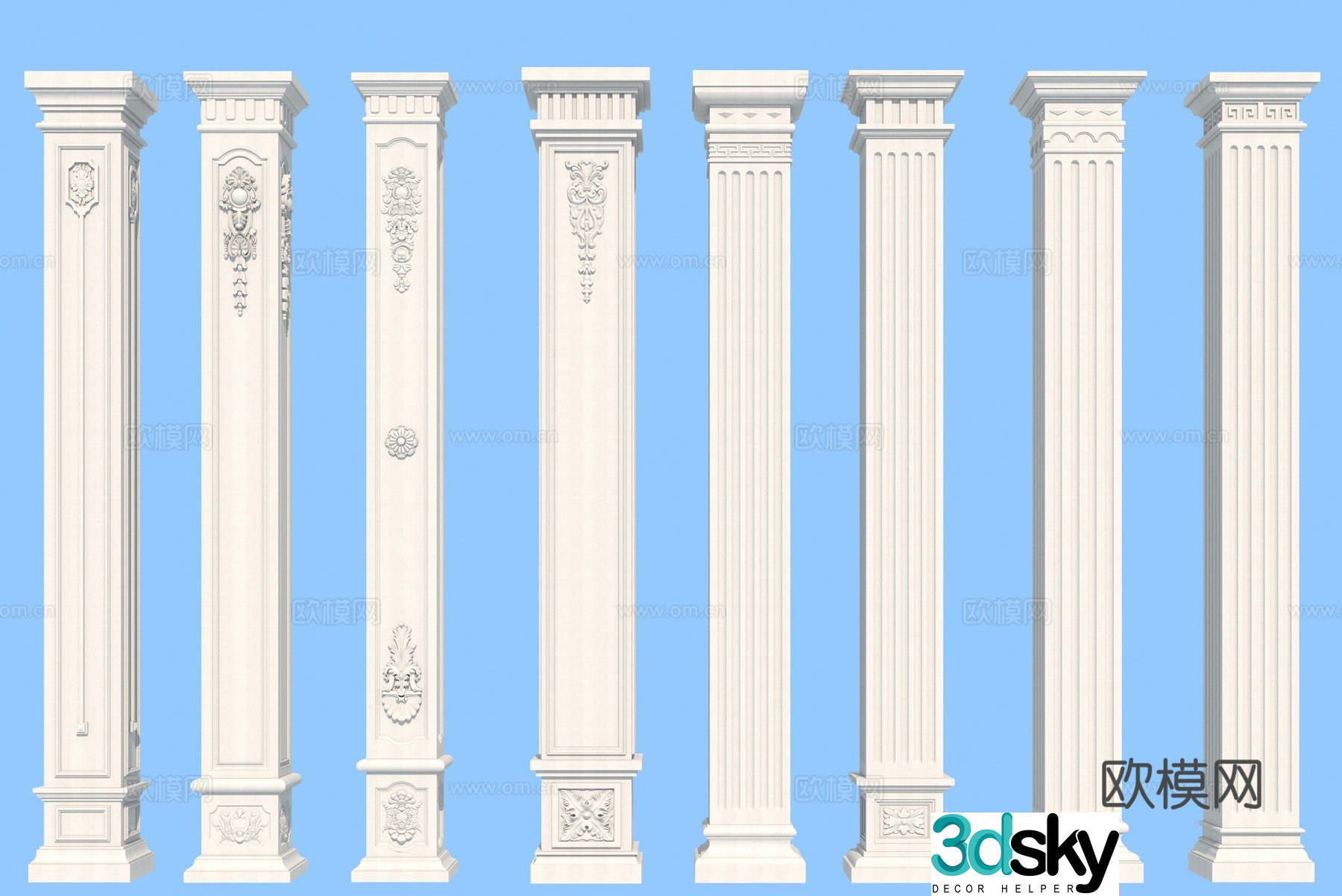 European column Roman column Angle column 3D model