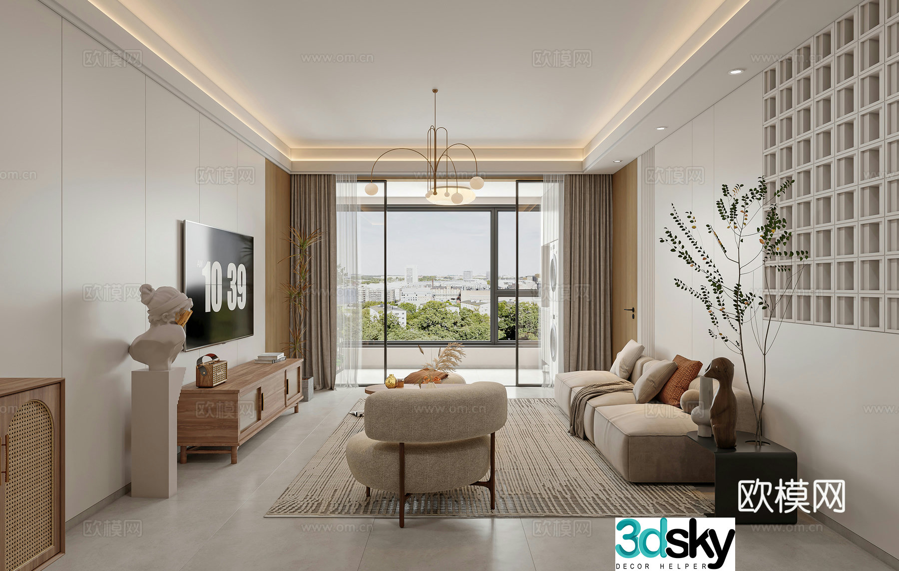 Wasabi Living Room Modern Living Room Simple Creamy Living Room Living Dining Combination Sofa 3D Model
