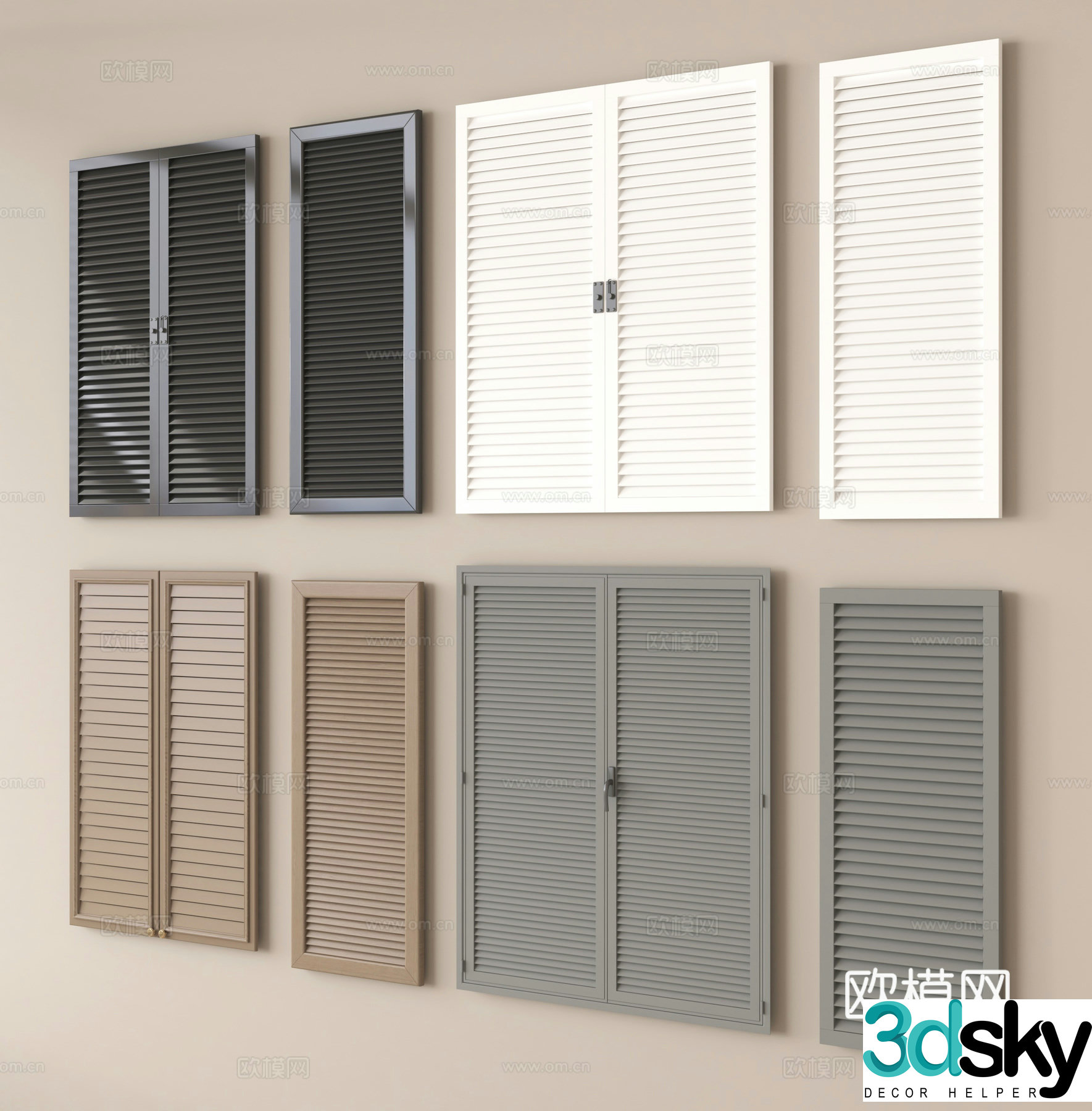 Modern window blinds casement blinds 3d model