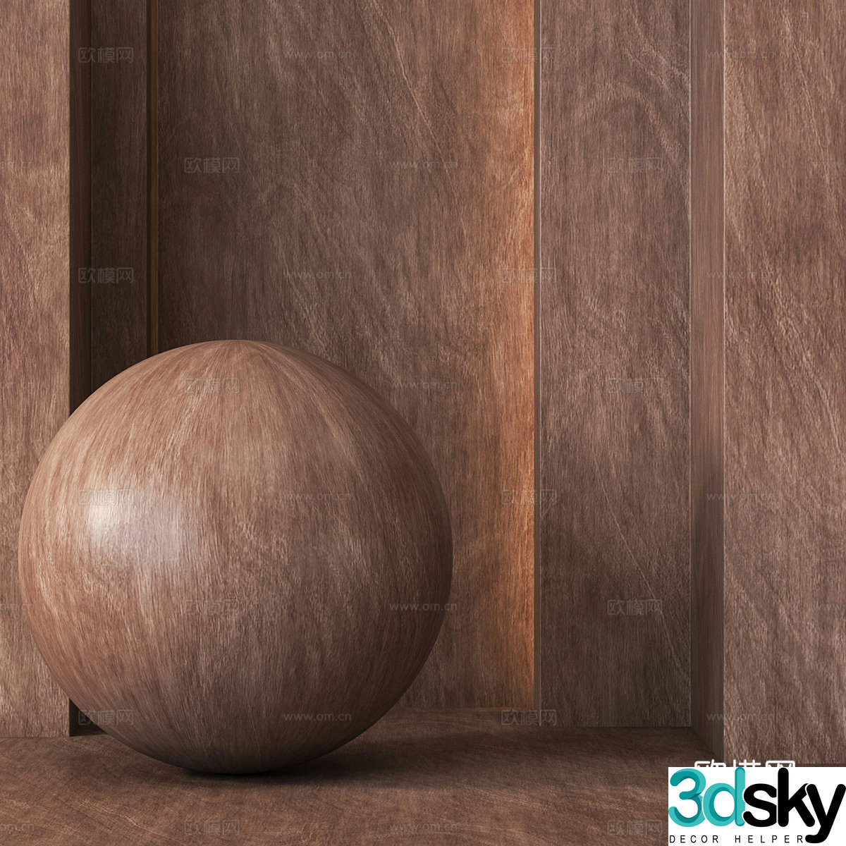 Middle-aged wood grain board wood veneer wall panel 3D model