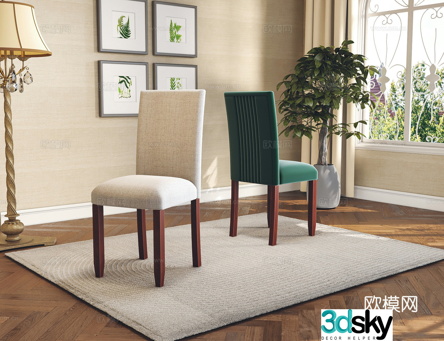 Italian light luxury dining chair B&B Hotel Club Sales Office Model Room Negotiation for reception of high-end customized simple seats 3D model