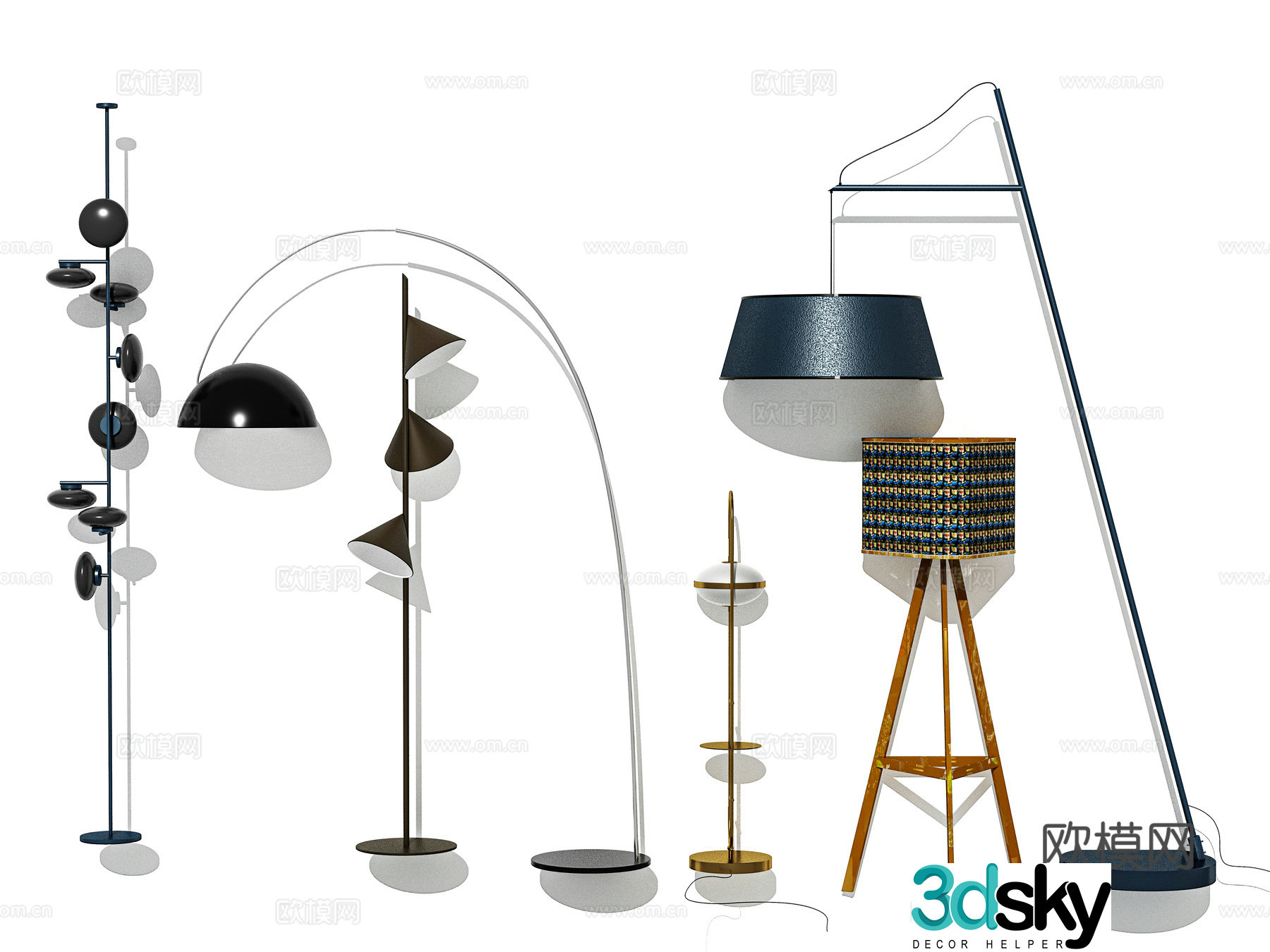 Modern Wasabi Lighting Fixture Indoor Bedroom Study Living Room Floor Lamp Ambient Light Combination 3D Model
