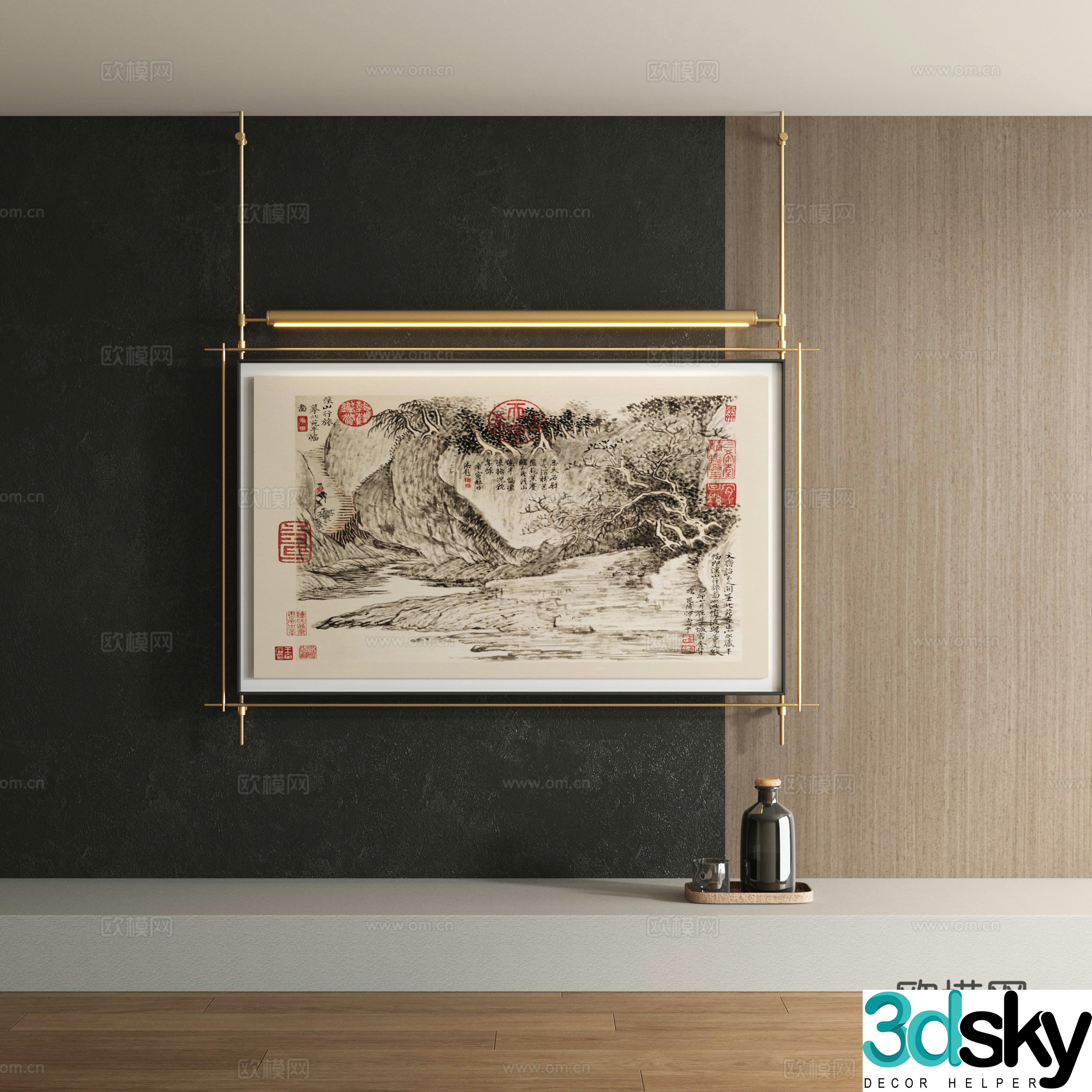 New Chinese style decorative painting 3D model