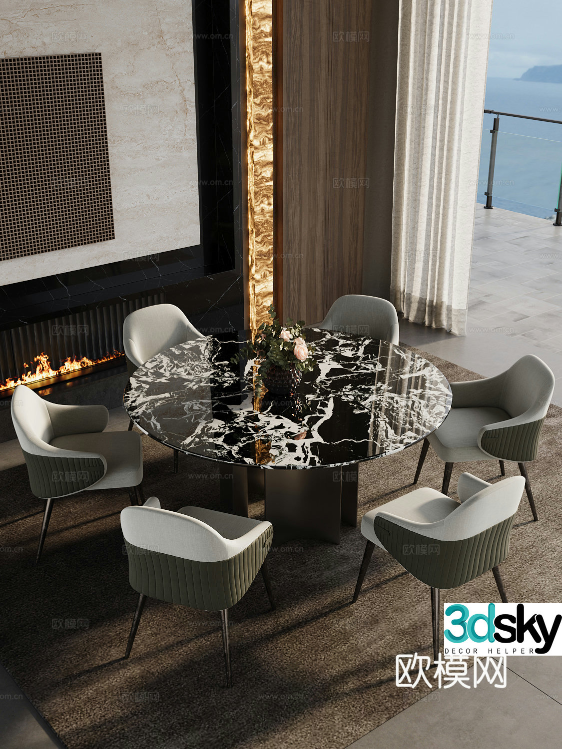 Italian dining table and chair 3D model