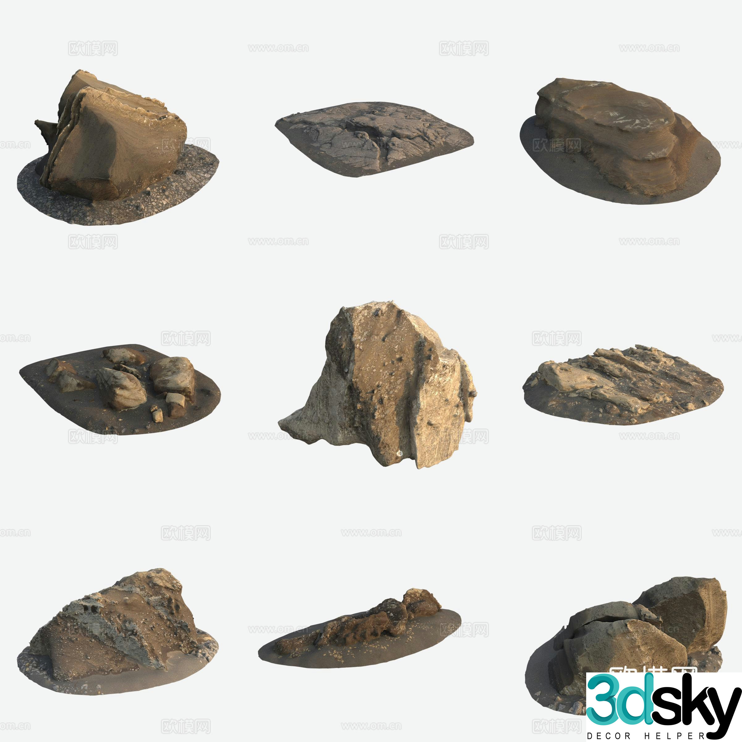 Rock volcanic stone big stone boulder 3d model
