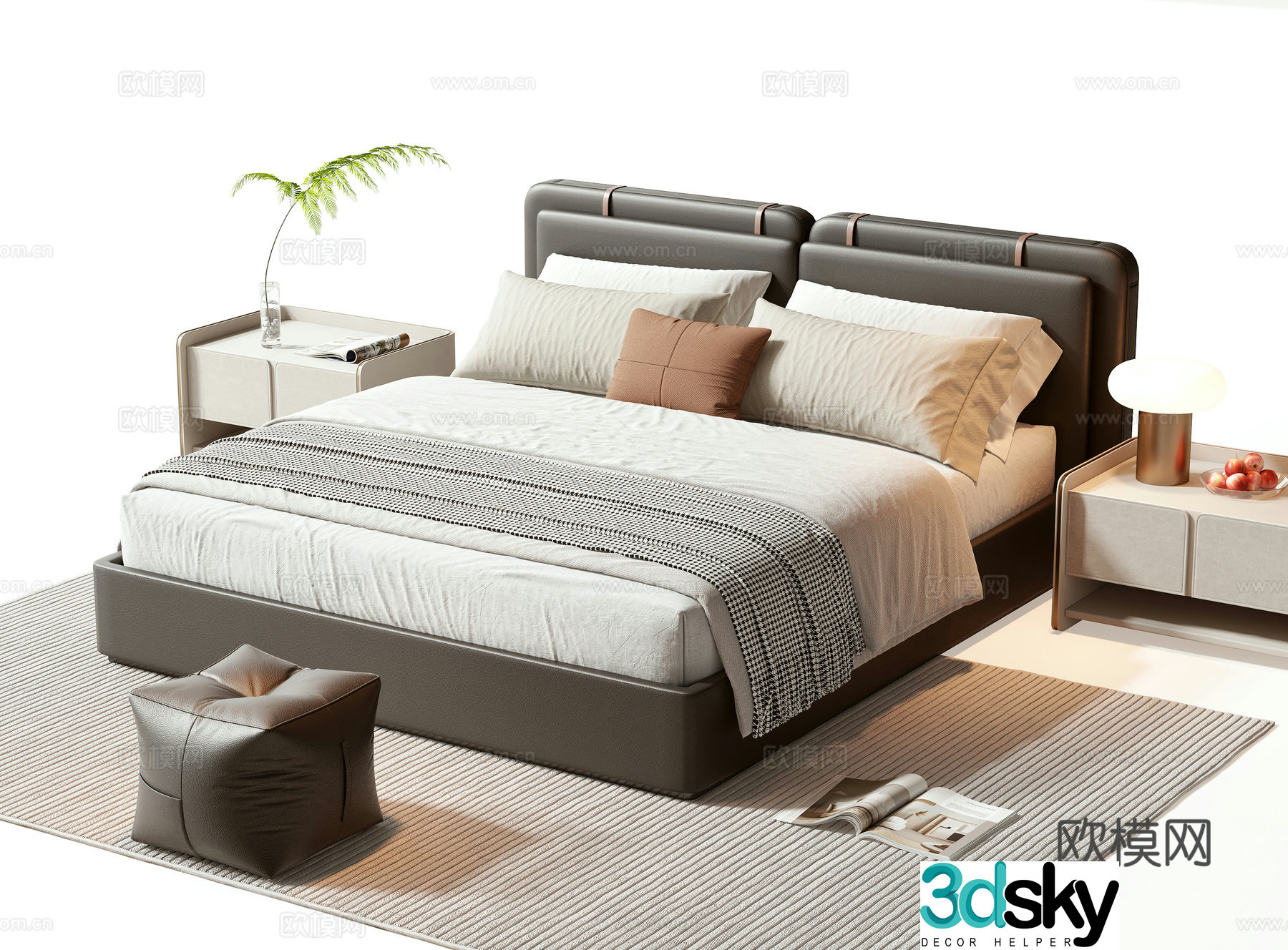 Minotti modern double bed 3d model
