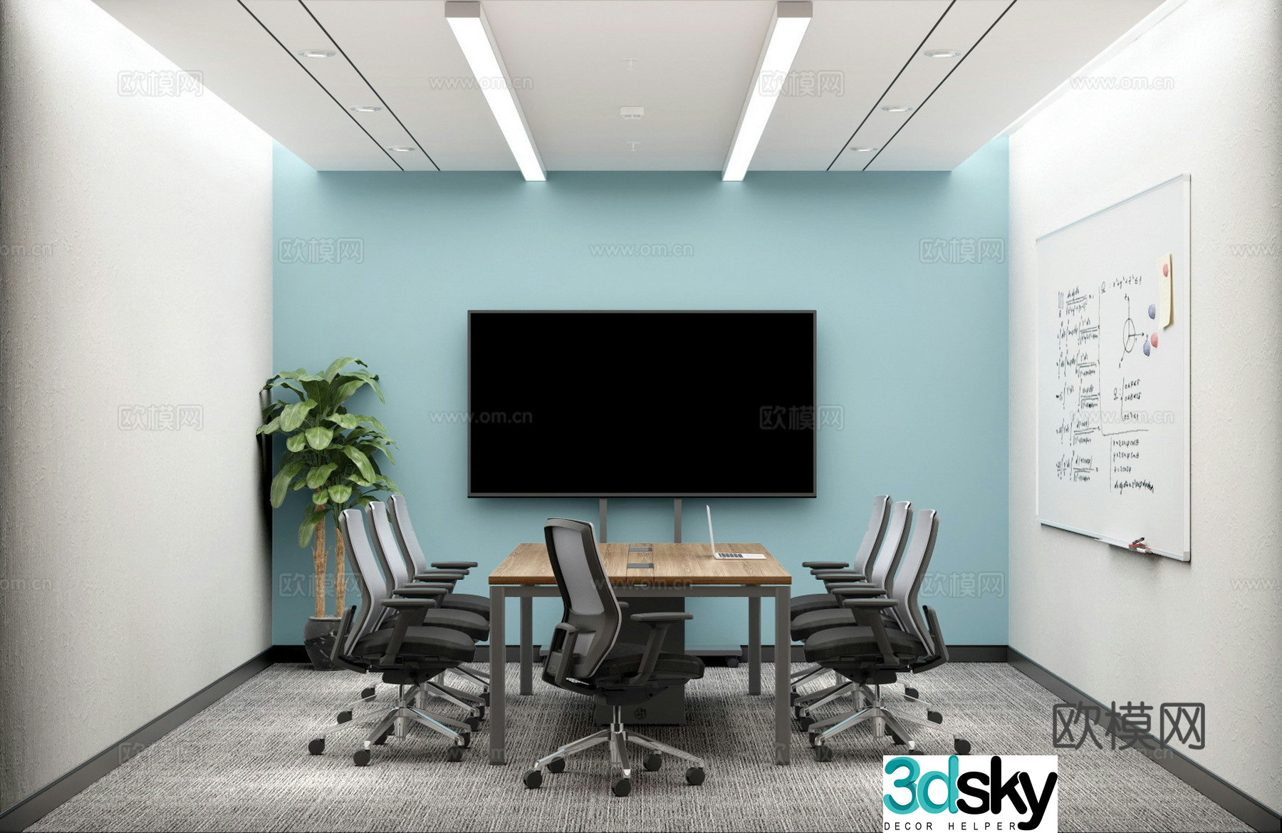 Modern small conference room negotiation room study seminar room reception room video conference room 3d model