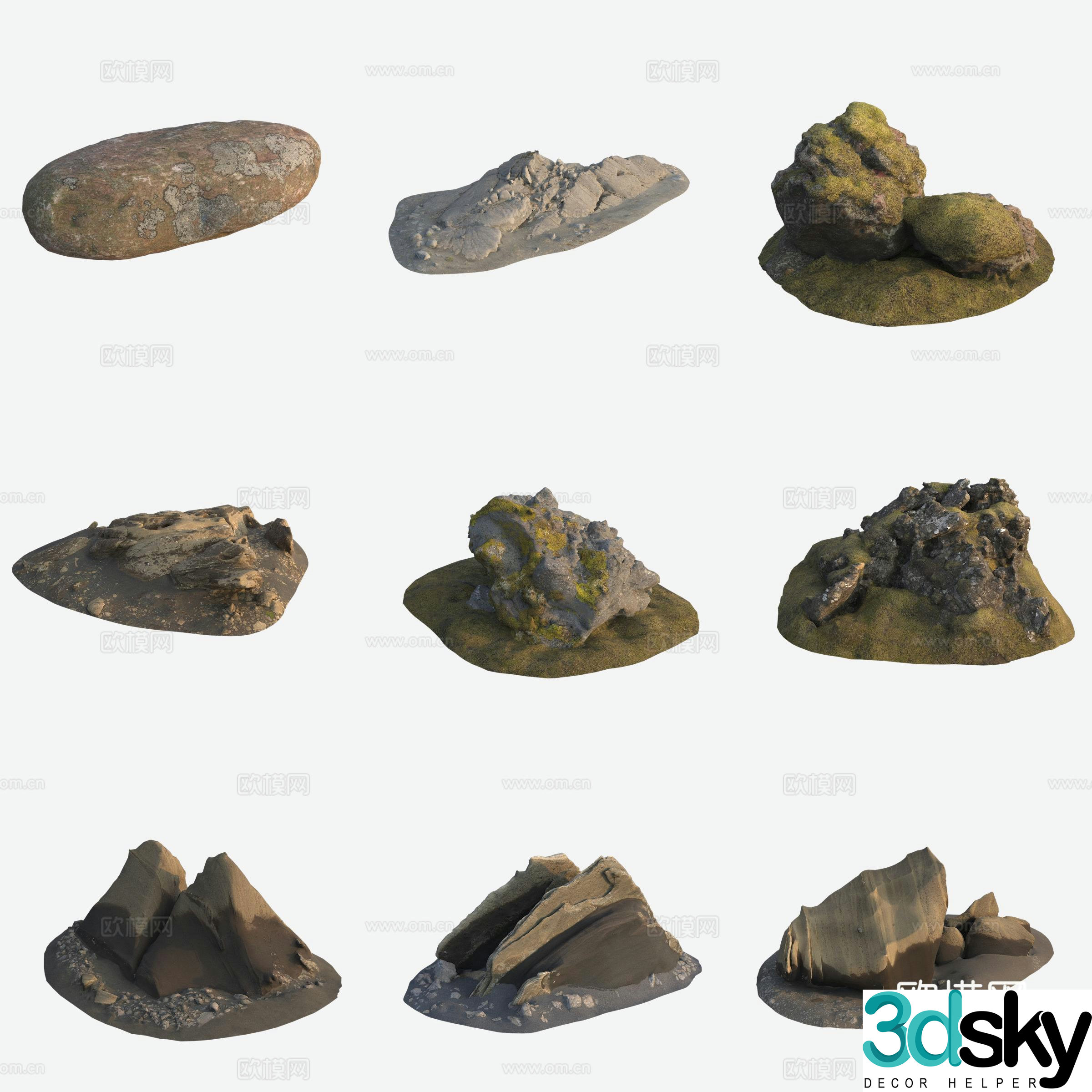 Moss Rock Volcanic Stone Large Stone 3D Model