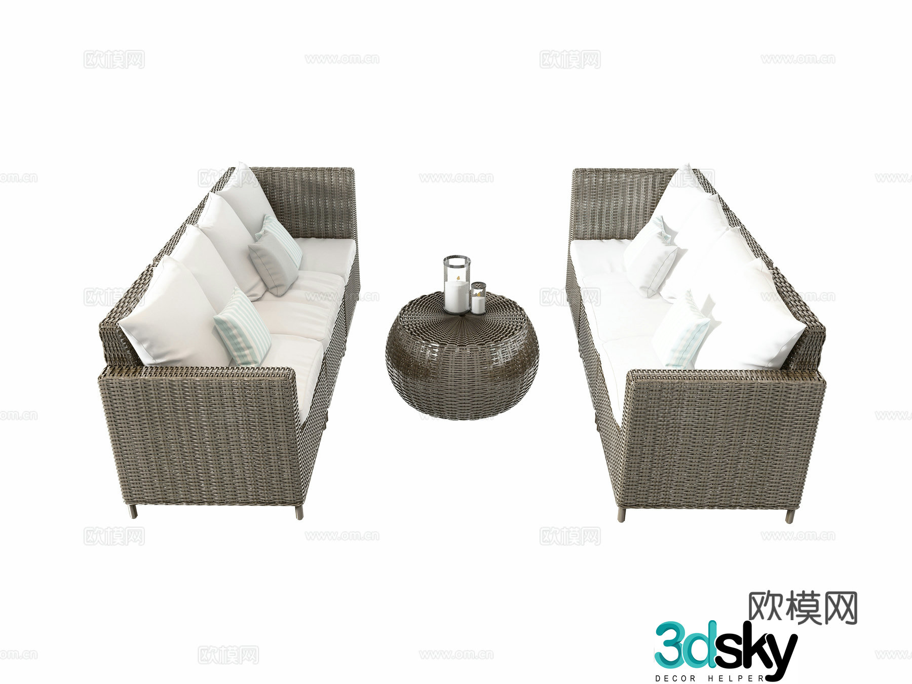 Modern outdoor sofa coffee table combination 3d model
