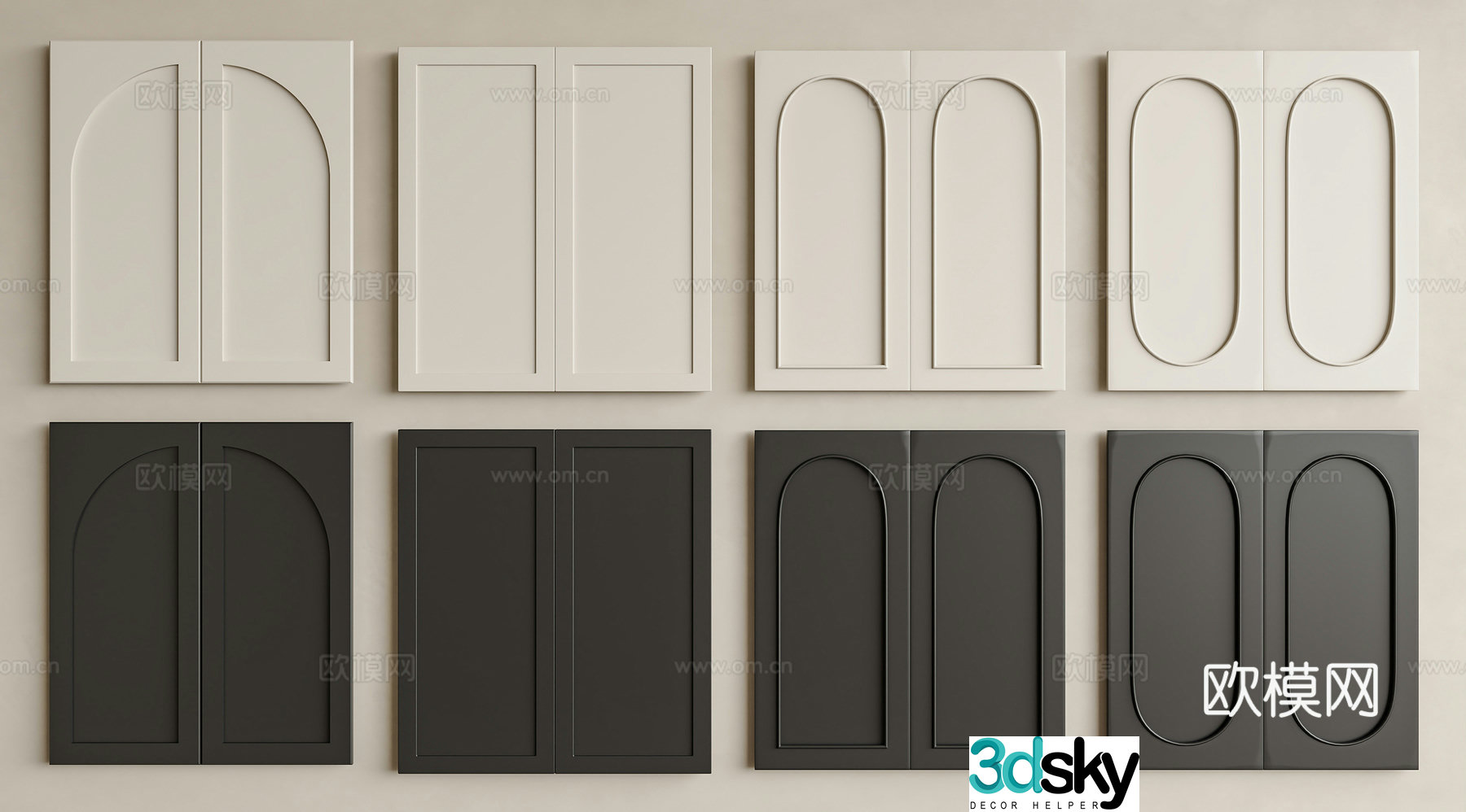 French mid-style cabinet door cabinet door cabinet door panel French cabinet door medieval fume door cream fume door 3D model