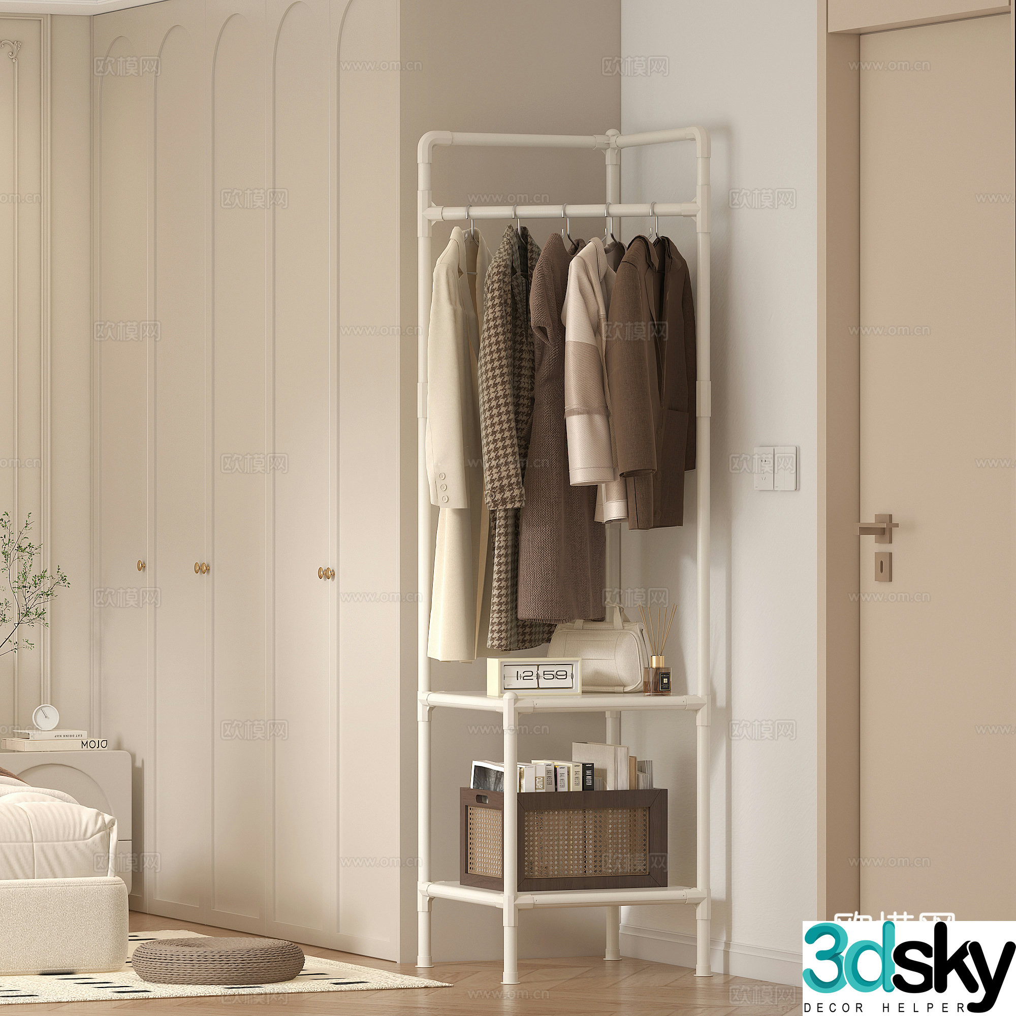Modern floor-standing clothes hanger Clothes hanger Bedroom 3D model