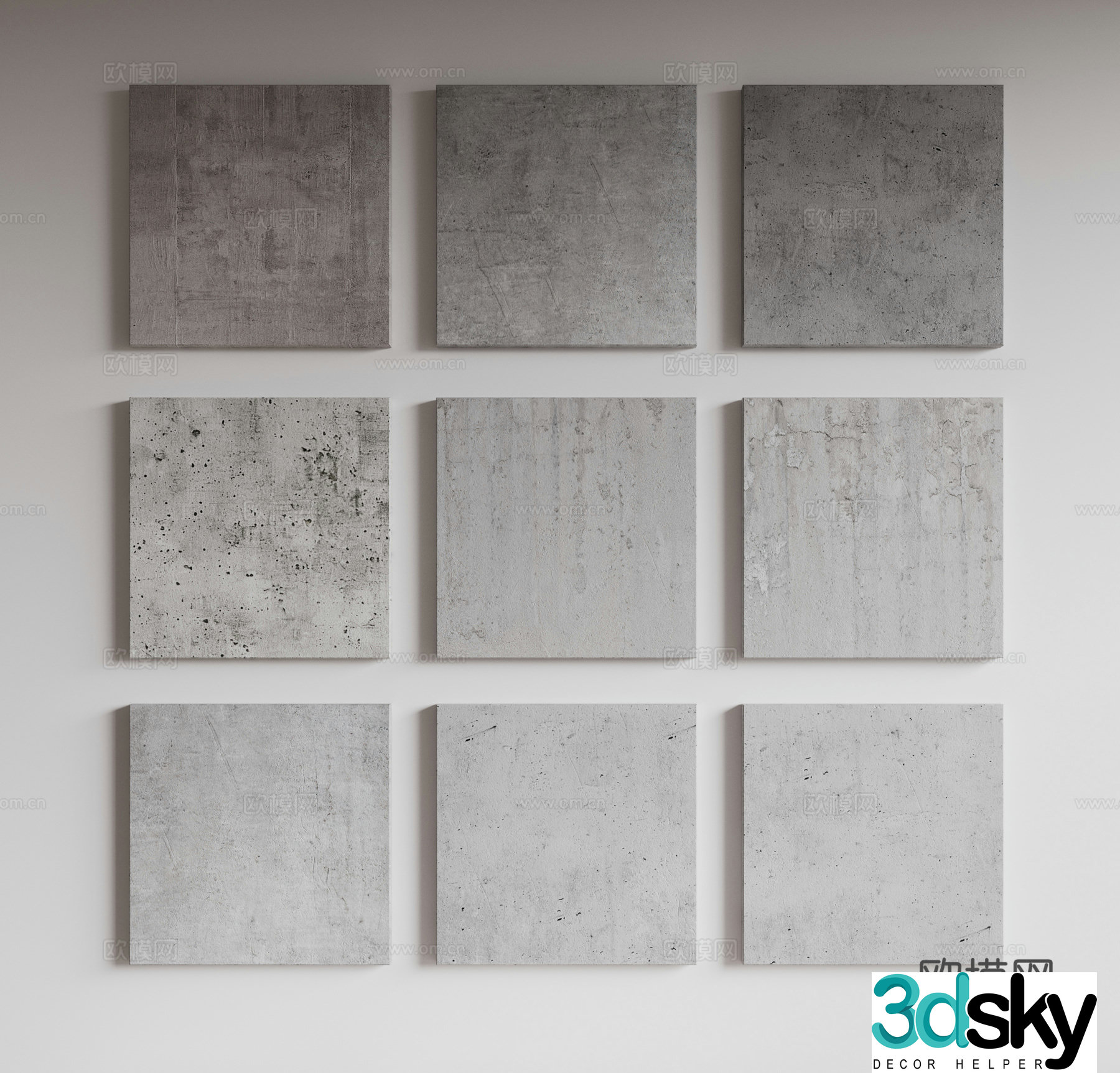 Modern background wall concrete wall concrete ceiling concrete floor slab micro cement paint water 3d model