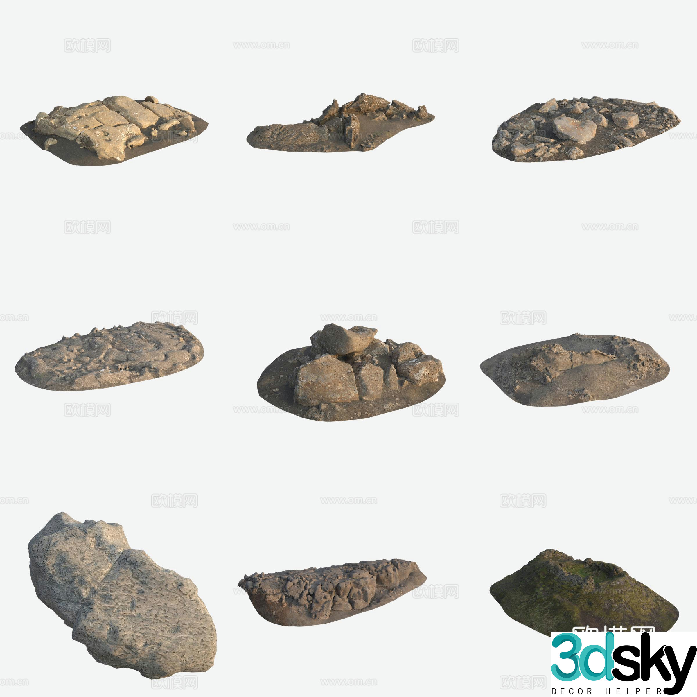 Rock volcanic stones big stones big stone pile 3d model