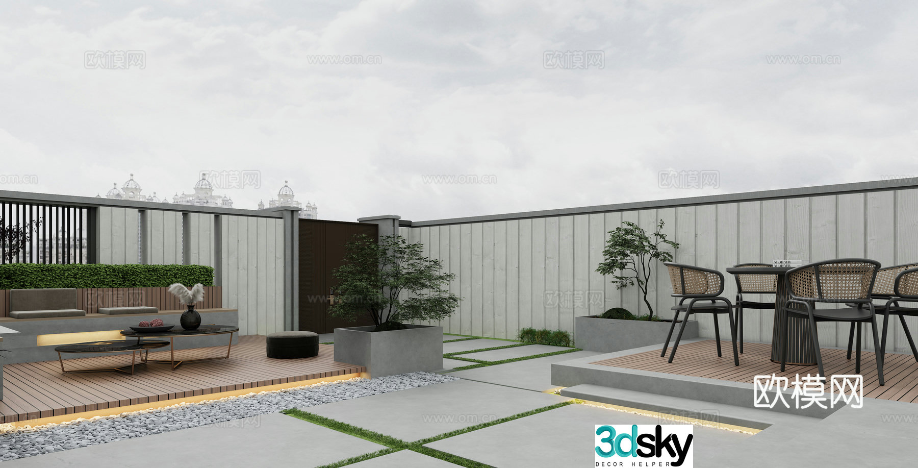Modern minimalist home garden 3d model