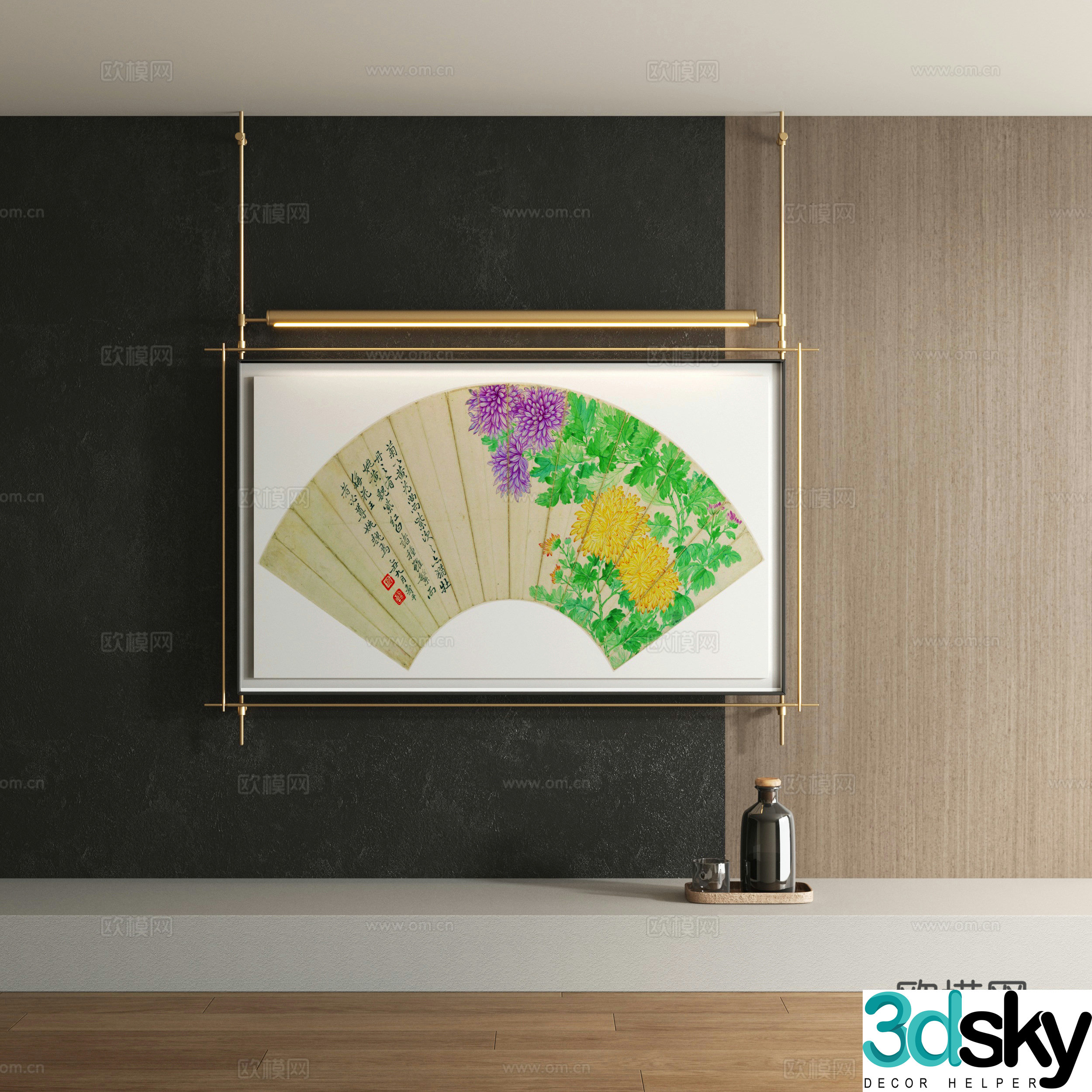 New Chinese style decorative painting 3D model