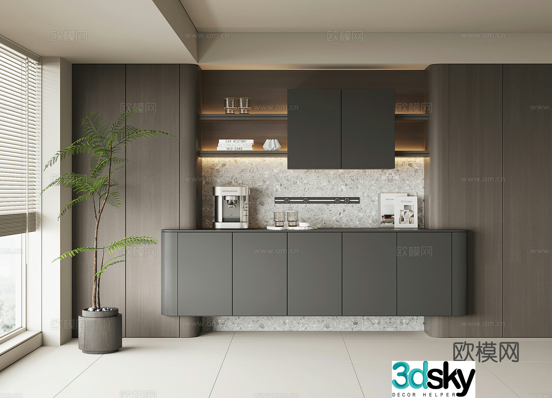 Modern wine cabinet sideboard 3D model
