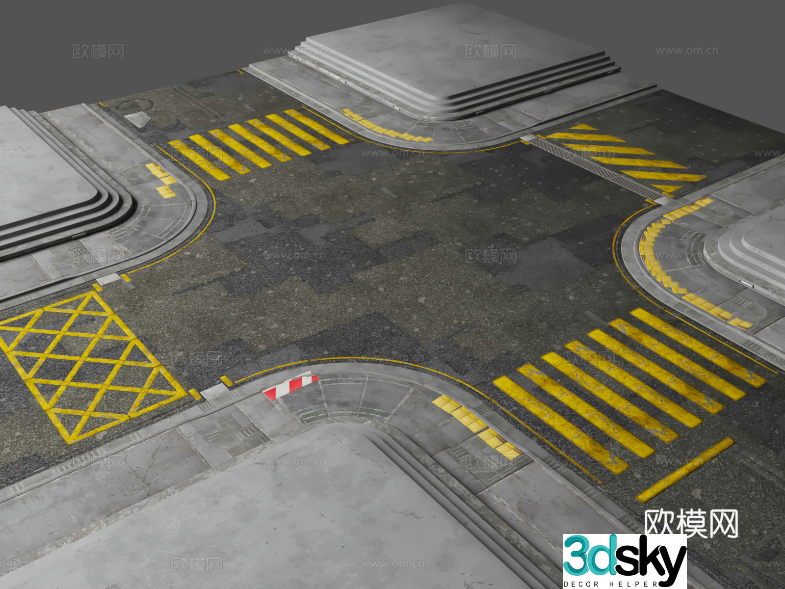 Street highway intersection Cyberpunk Future science fiction theme Highway intersection 3d model