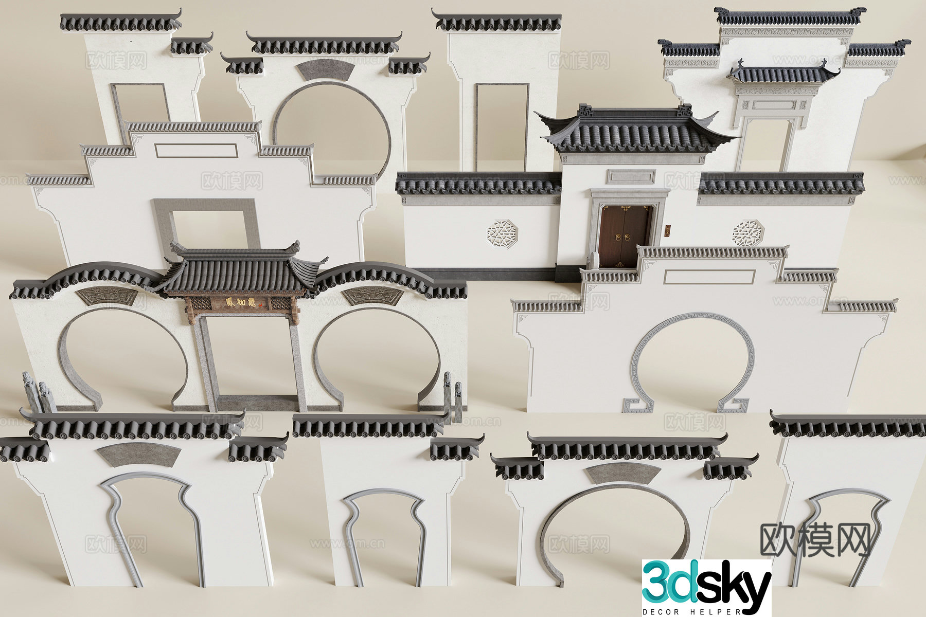 Chinese Moon Cave Gate 3D Model